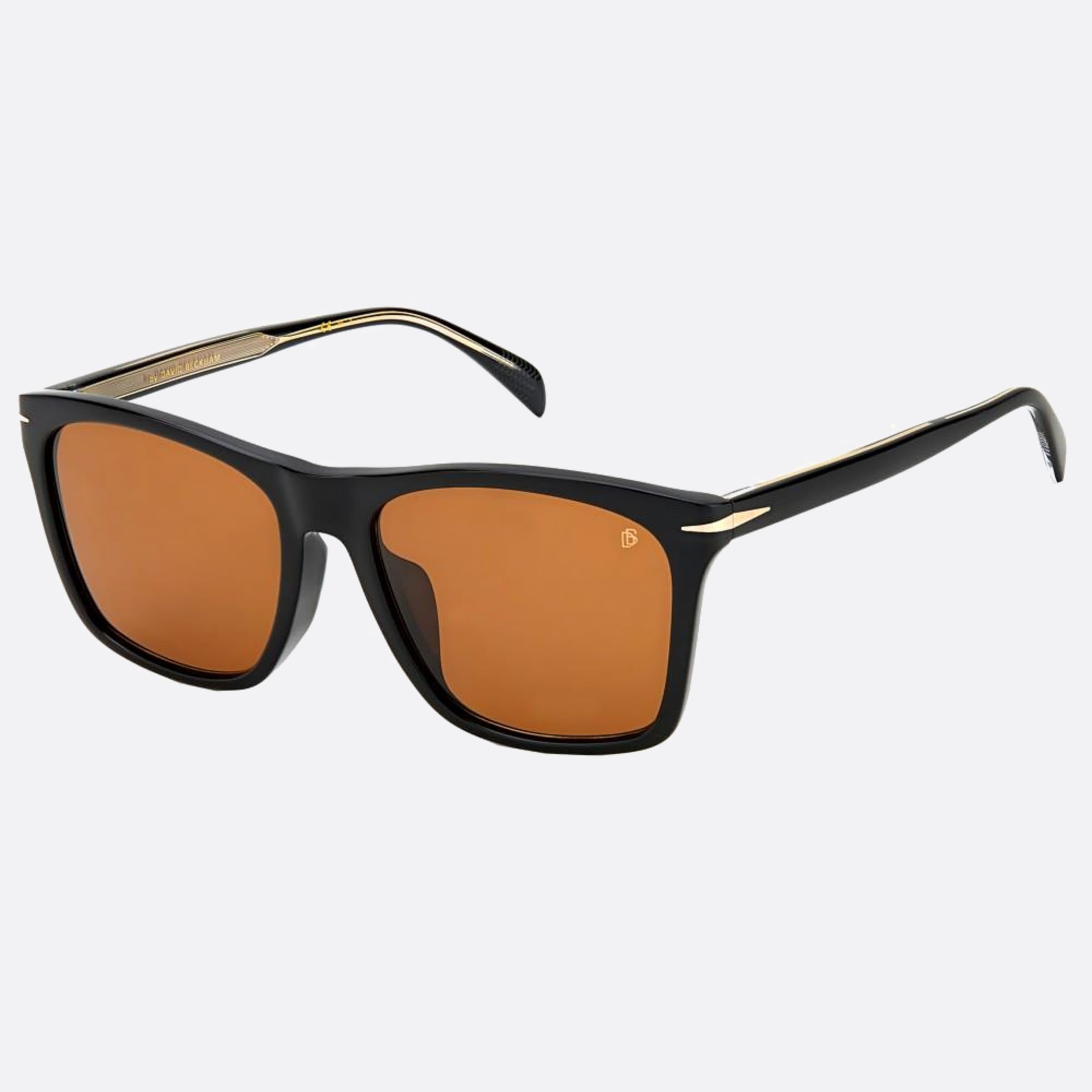 David 57mm Beckham Black Squared Men Sunglasses - Side View