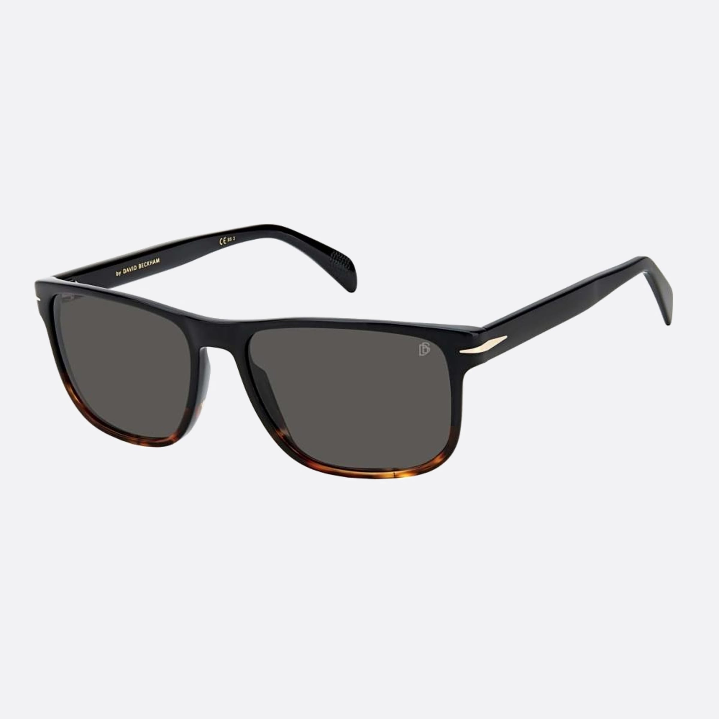 David 57mm Beckham 37n Black Squared Men Sunglasses - Side View