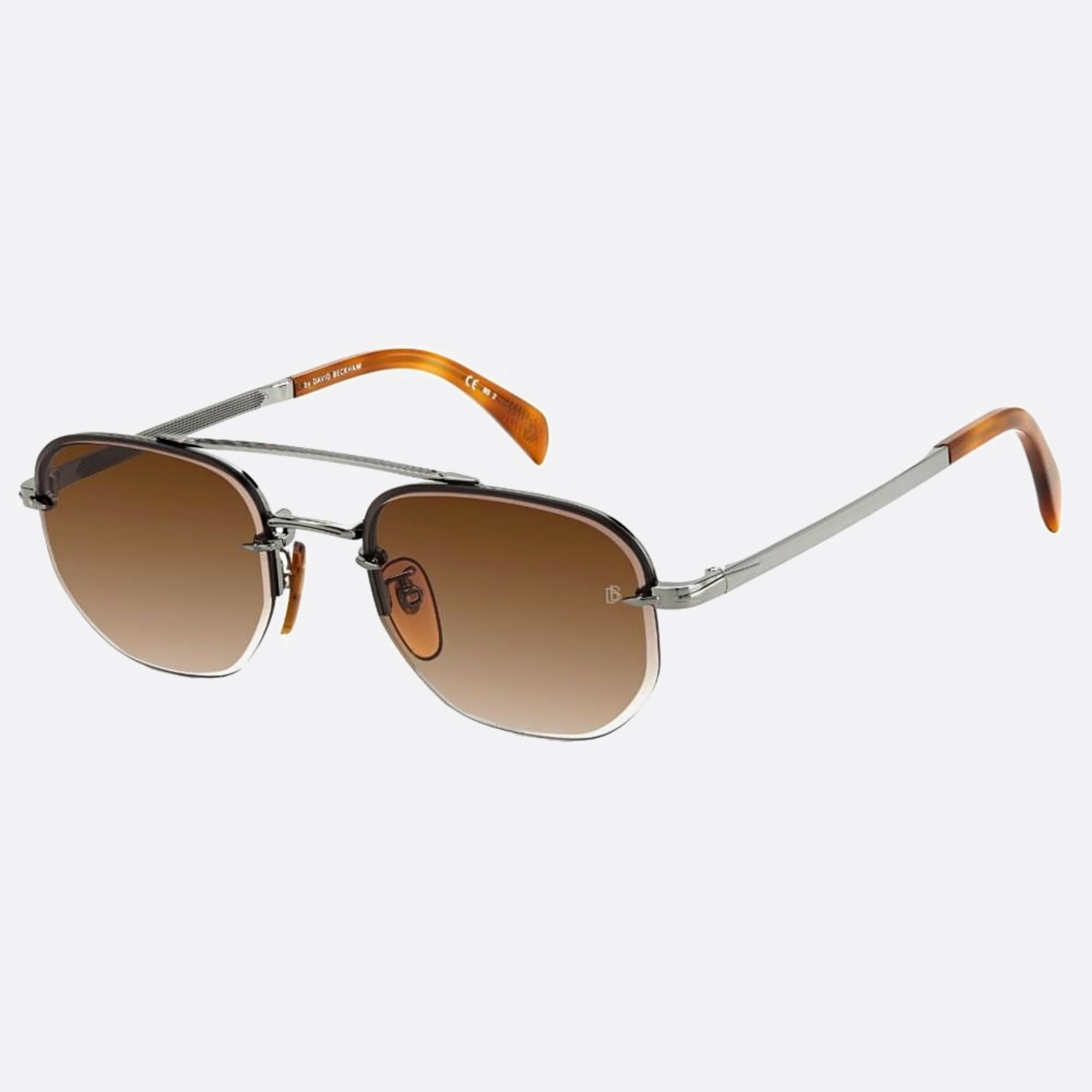 David 53mm Beckham 31z Grey Geometric Men Sunglasses - Side View