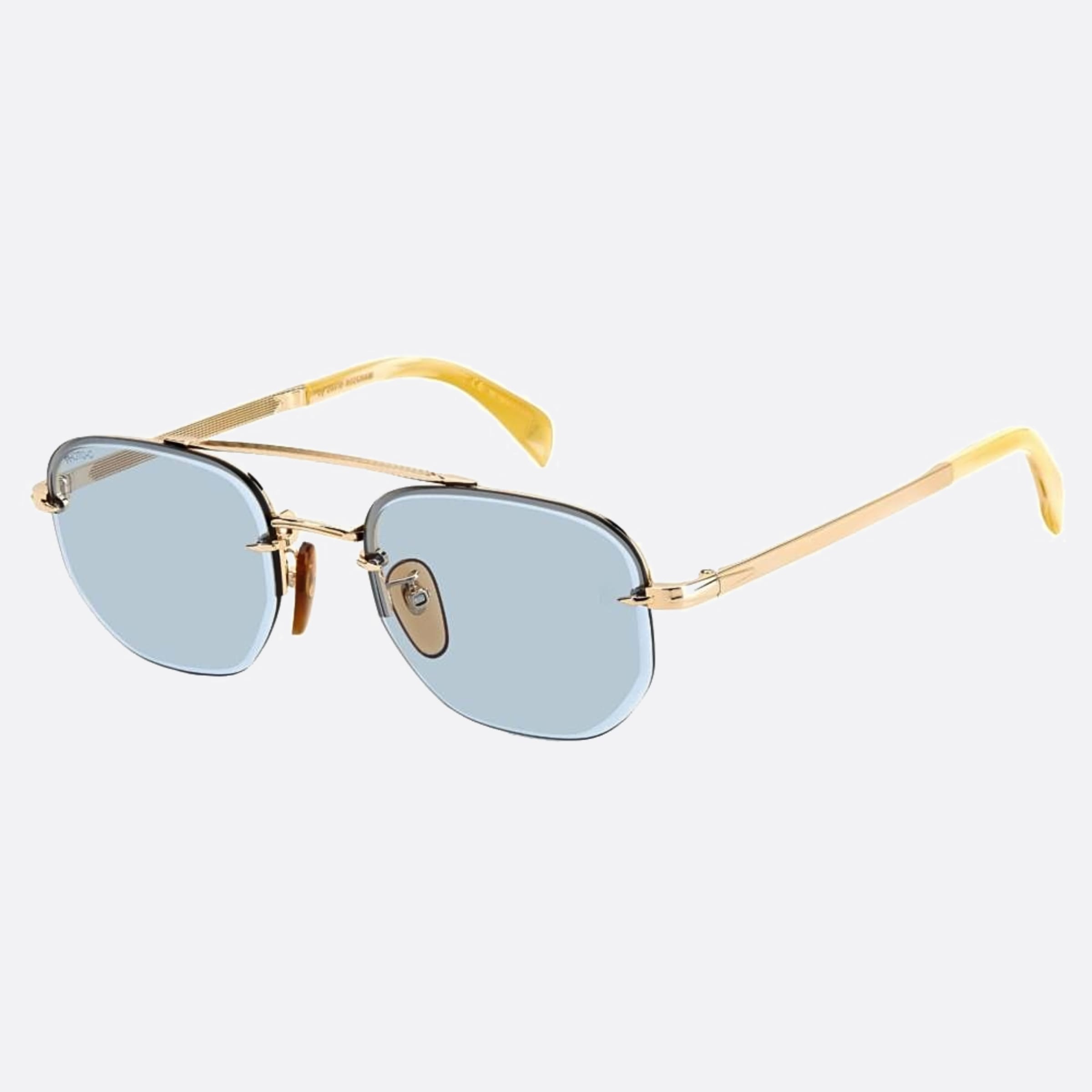 David 53mm Beckham Ida Gold Geometric Men Sunglasses - Side View
