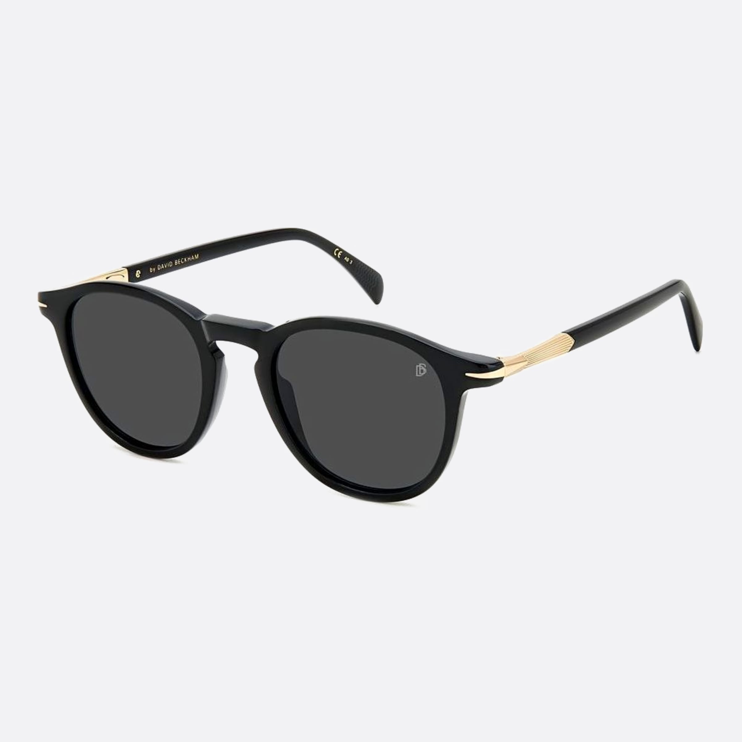 David 49mm Beckham 2m2 Black Geometric Men Sunglasses - Side View