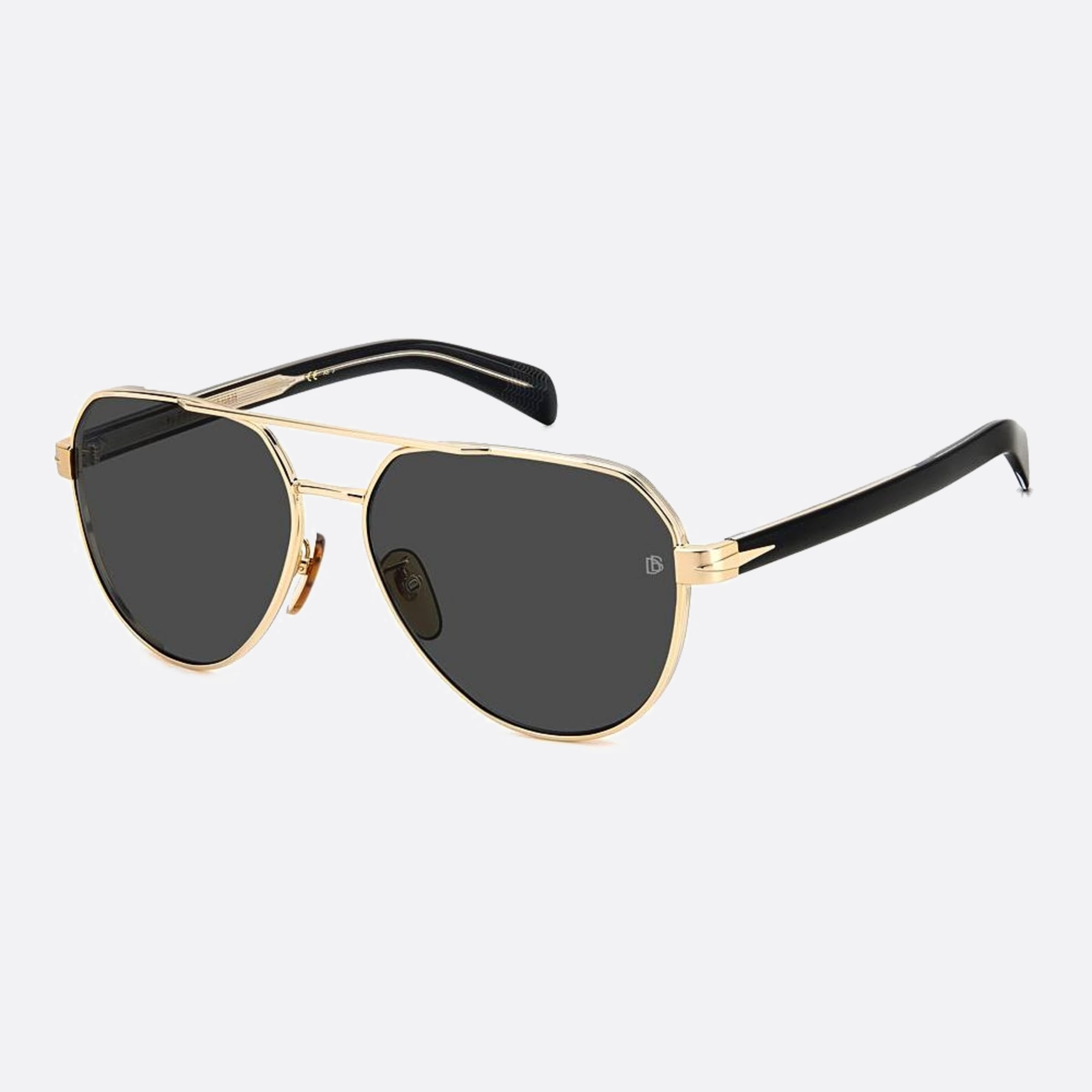 David 61mm Beckham Rhl Gold Pilot Men Sunglasses - Side View