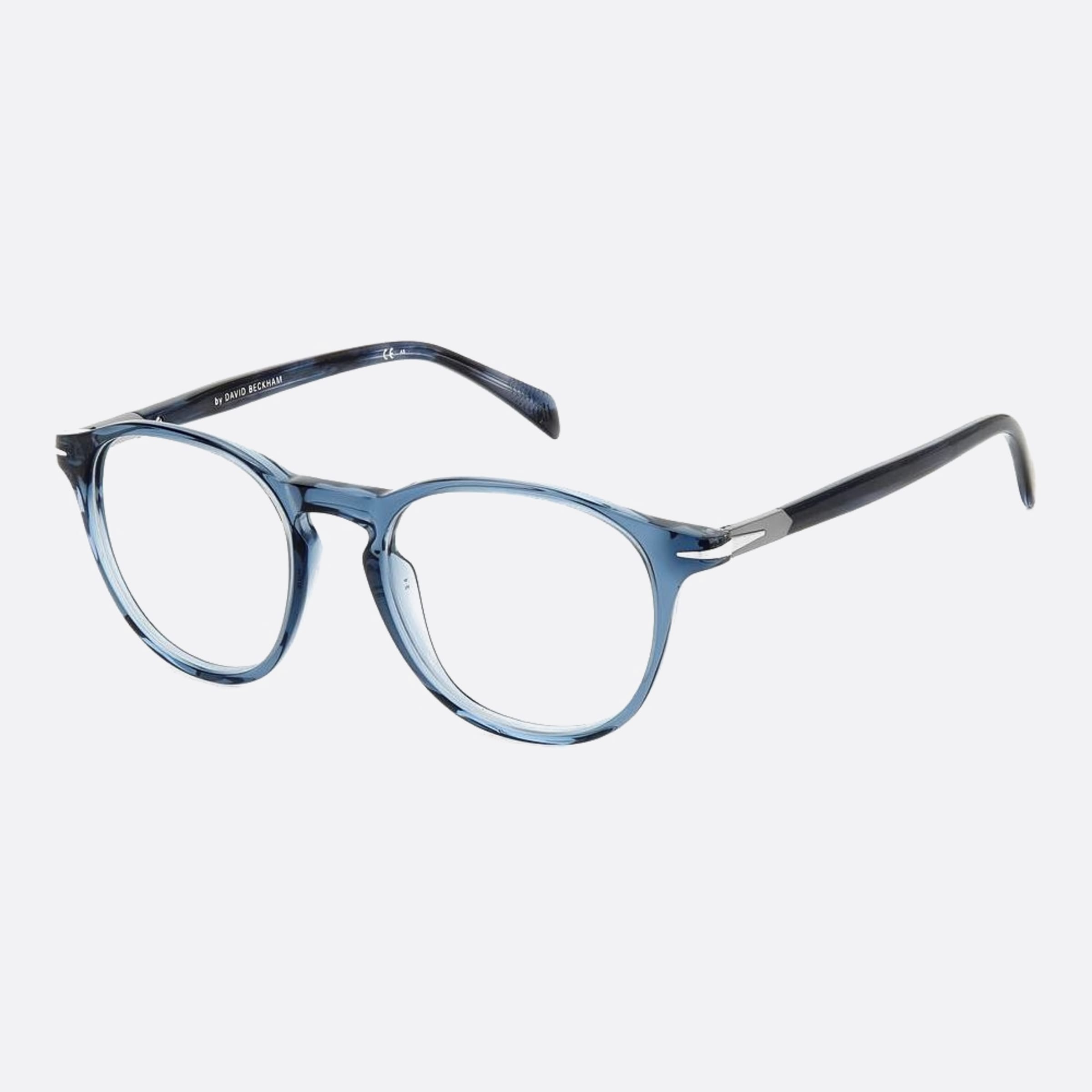 David 50mm Beckham Y00 Blue Round Men Eyeglasses - Side View