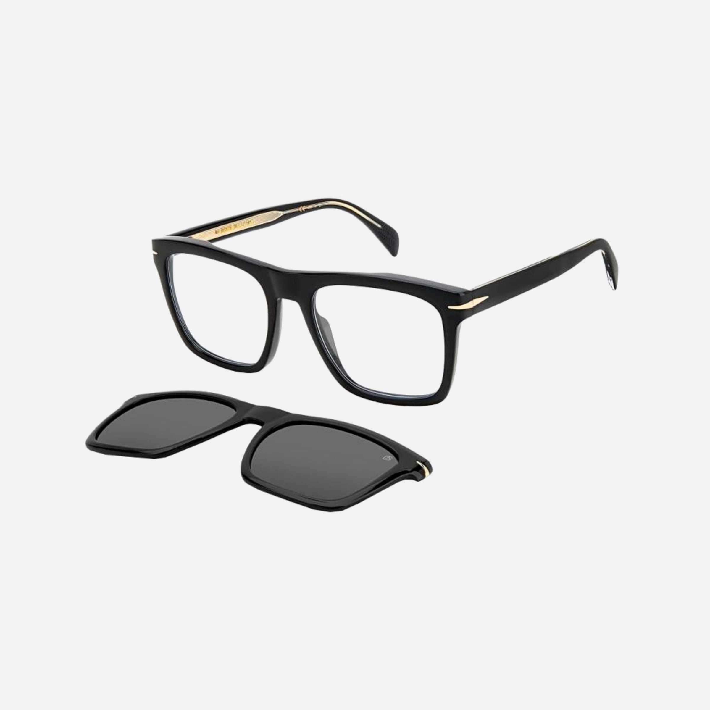 David 53mm Beckham Black Squared Men Sunglasses - Side View