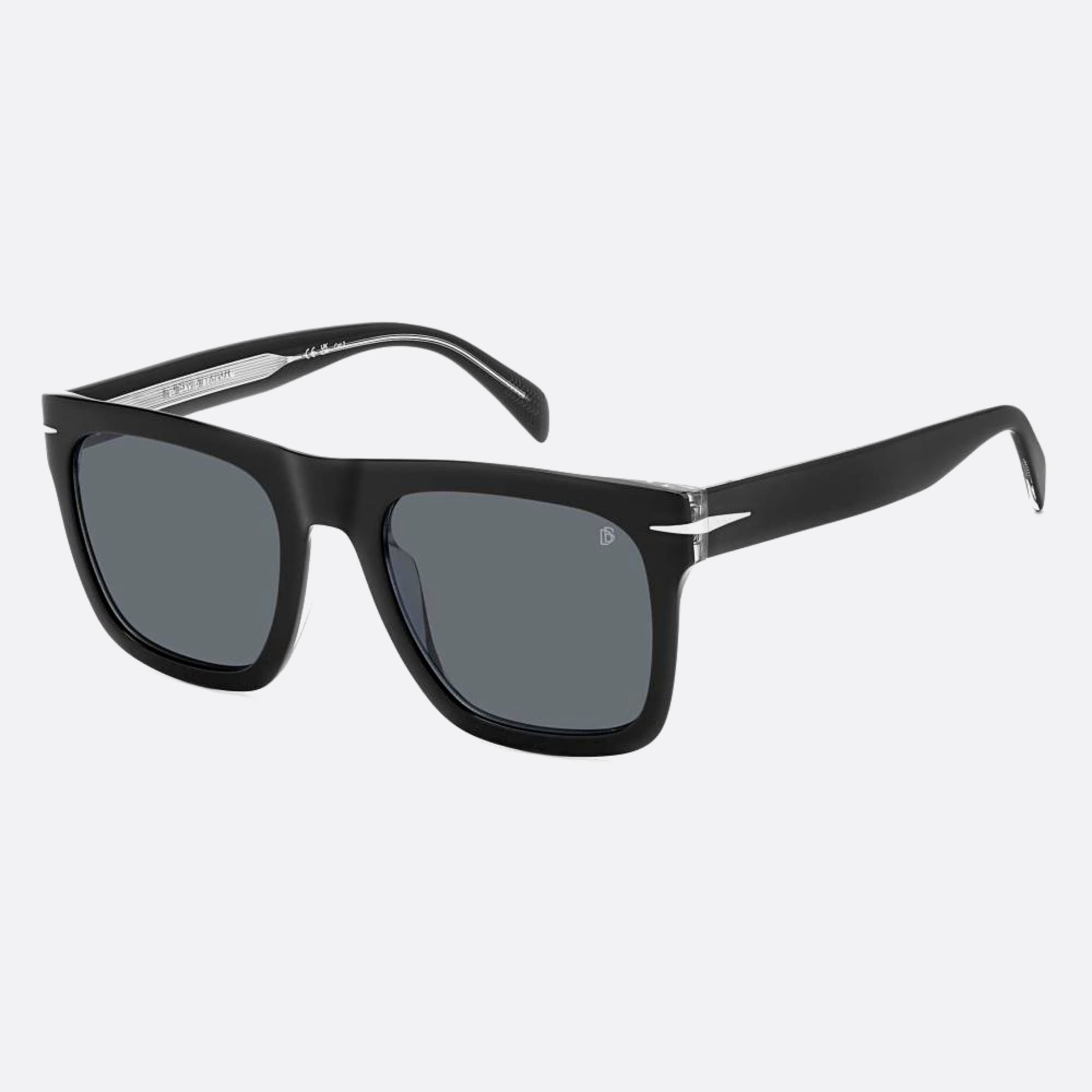 David 54mm Beckham Flat 7c5 Black Geometric Men Sunglasses - Side View