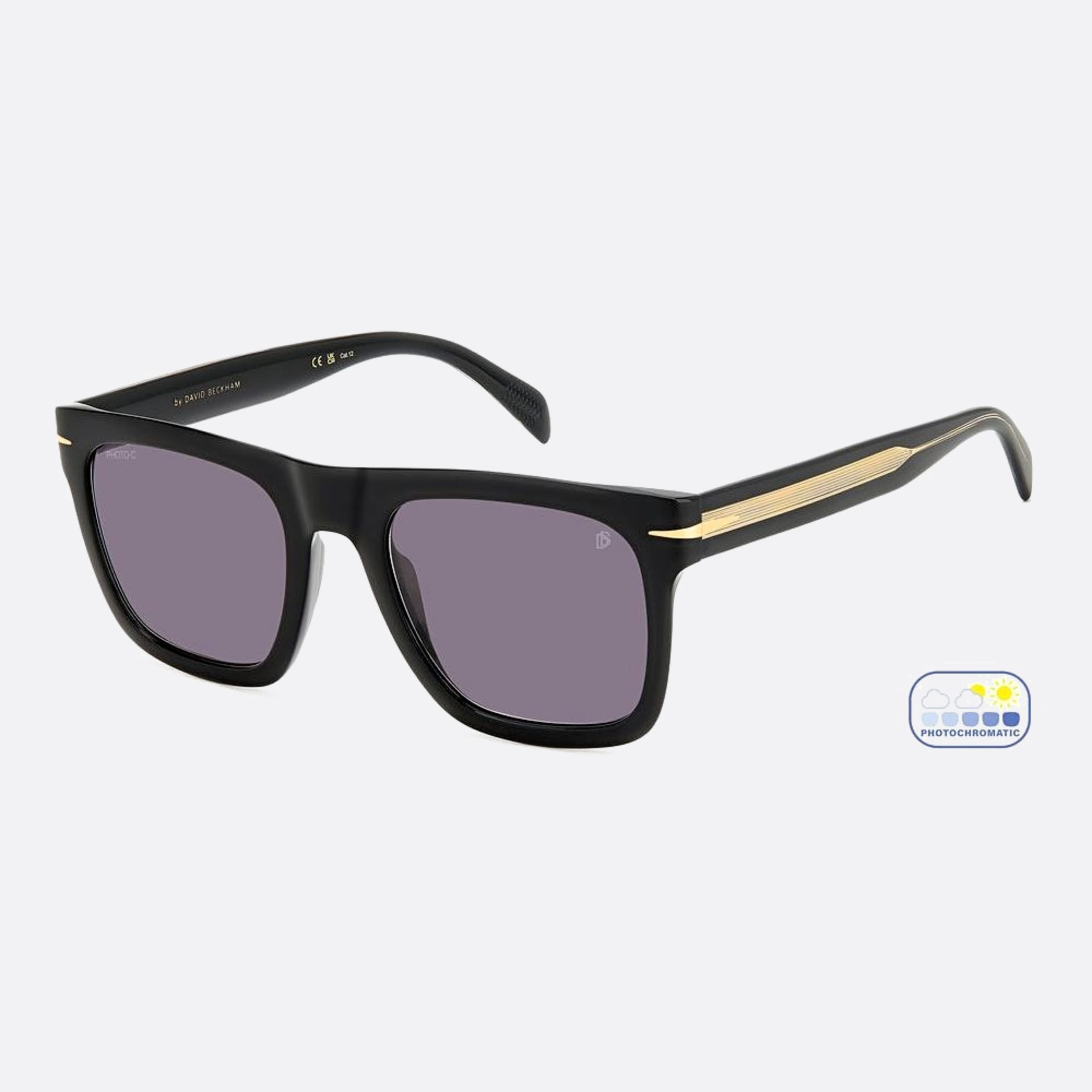 David 54mm Beckham Flat Black Geometric Photochromic Men Sunglasses - Lifestyle Shot