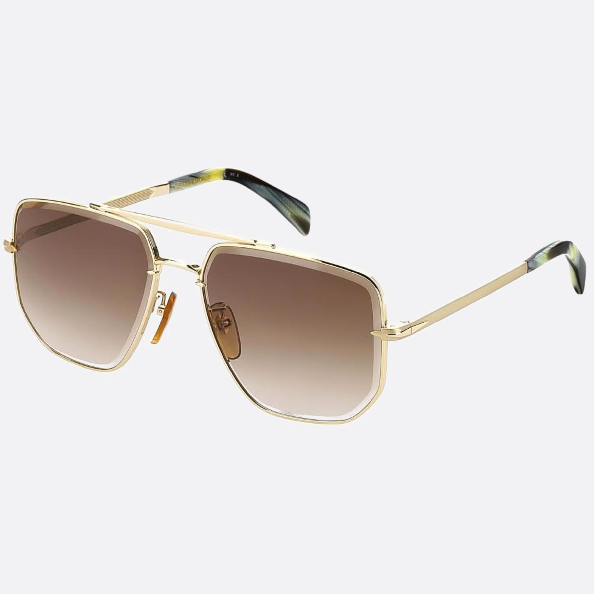 David 60mm Beckham J5g Gold Geometric Men Sunglasses - Side View