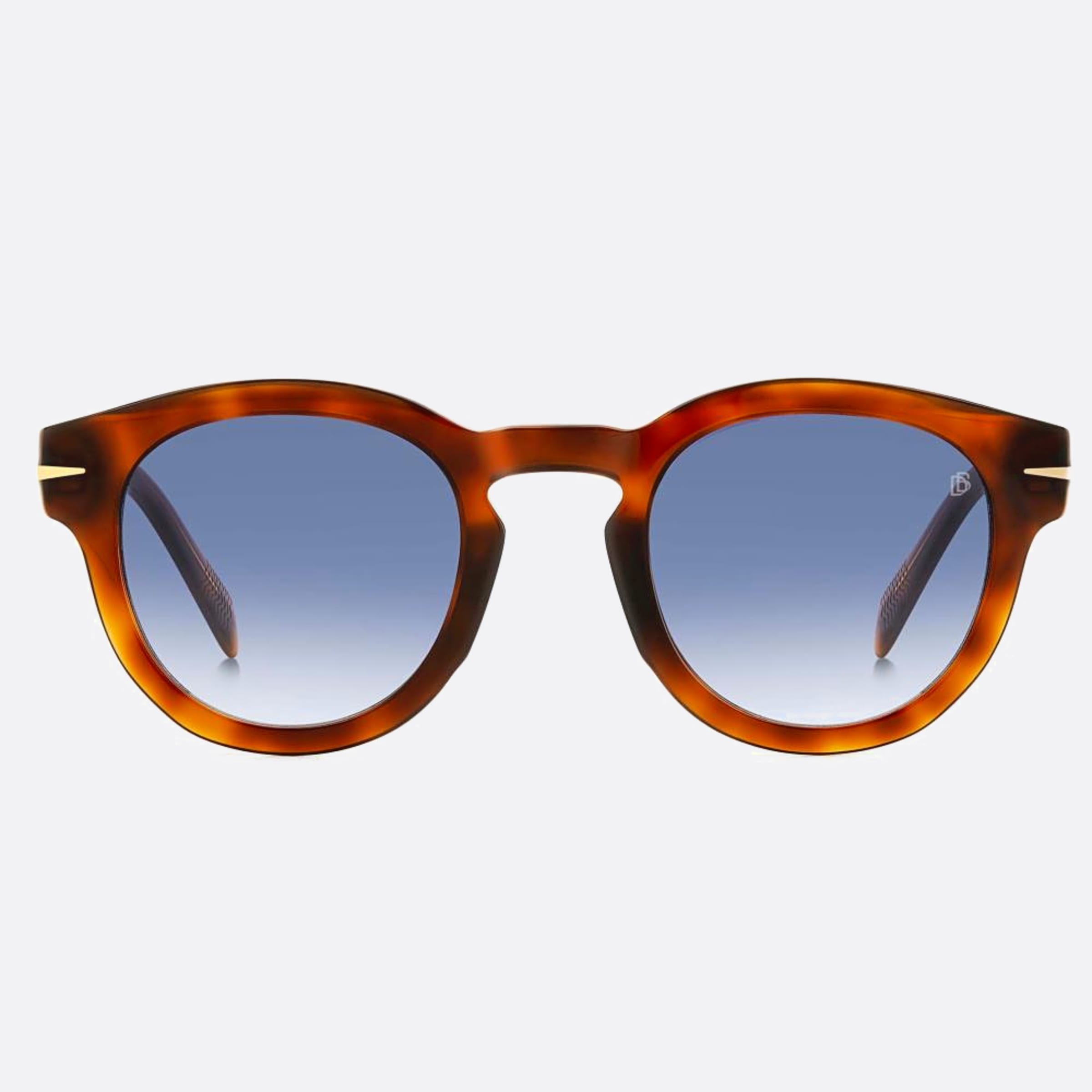 David 49mm Beckham Flat Wr9 Havana Round Men Sunglasses - Main View