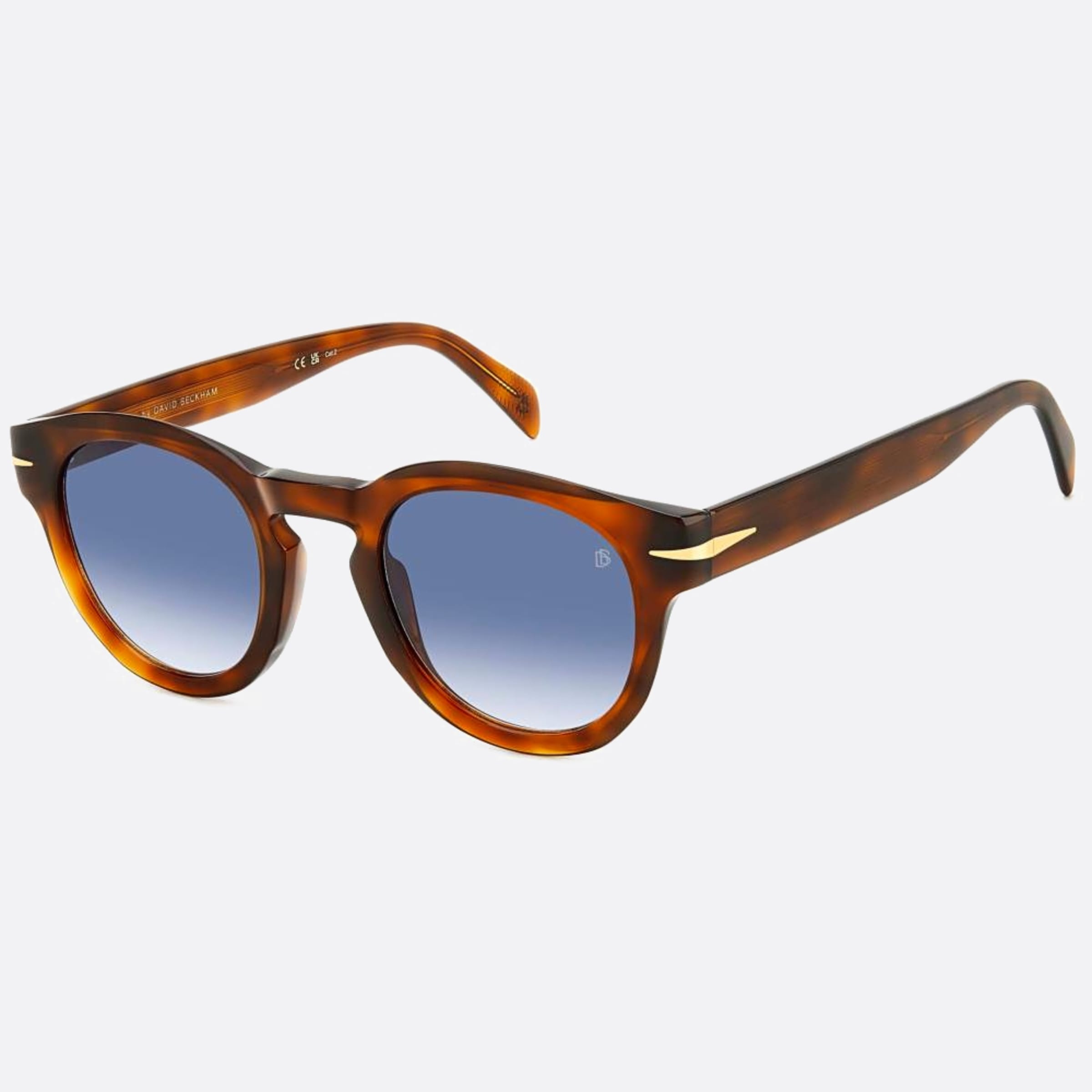 David 49mm Beckham Flat Wr9 Havana Round Men Sunglasses - Side View