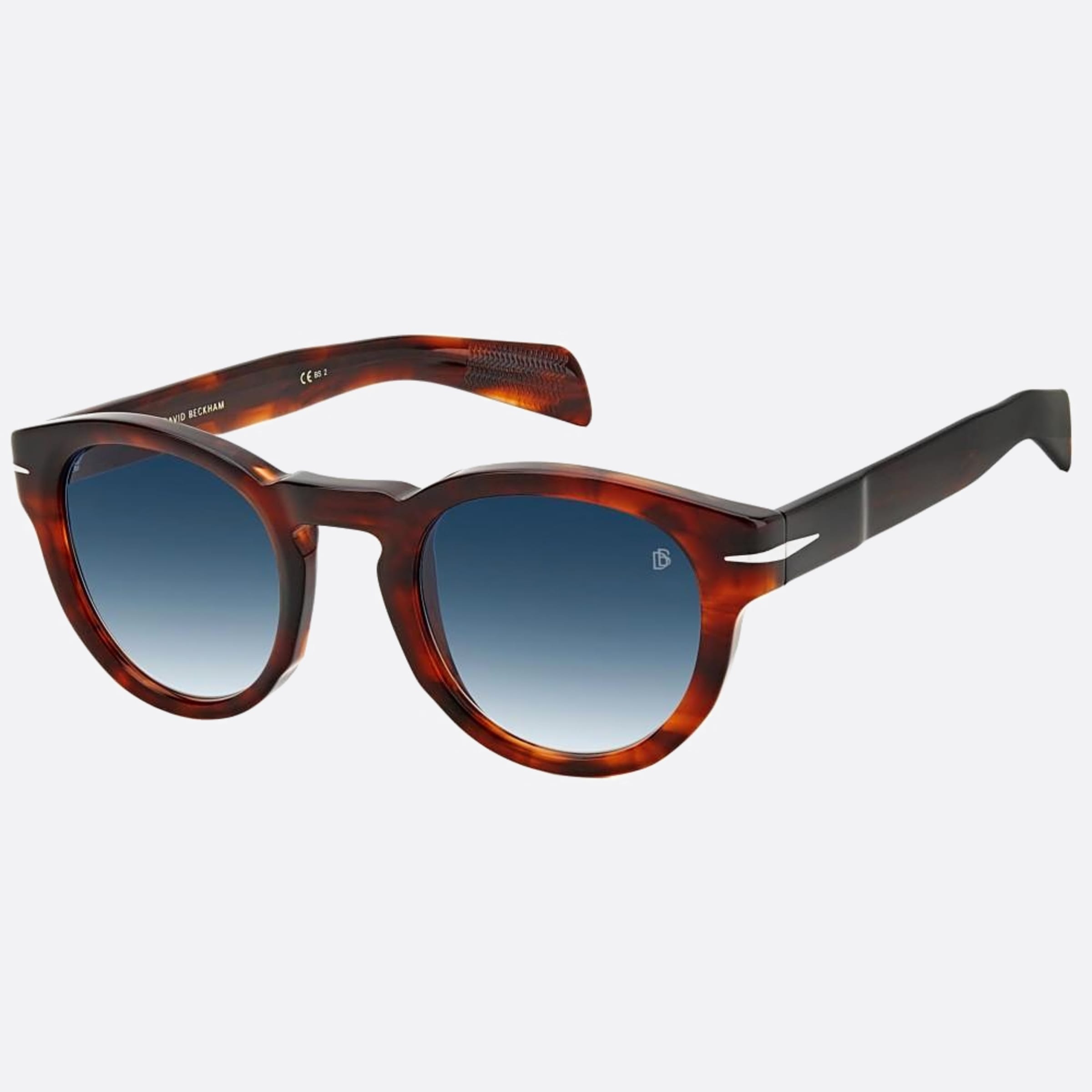 David 48mm Beckham Z15 Brown Round Men Sunglasses - Side View