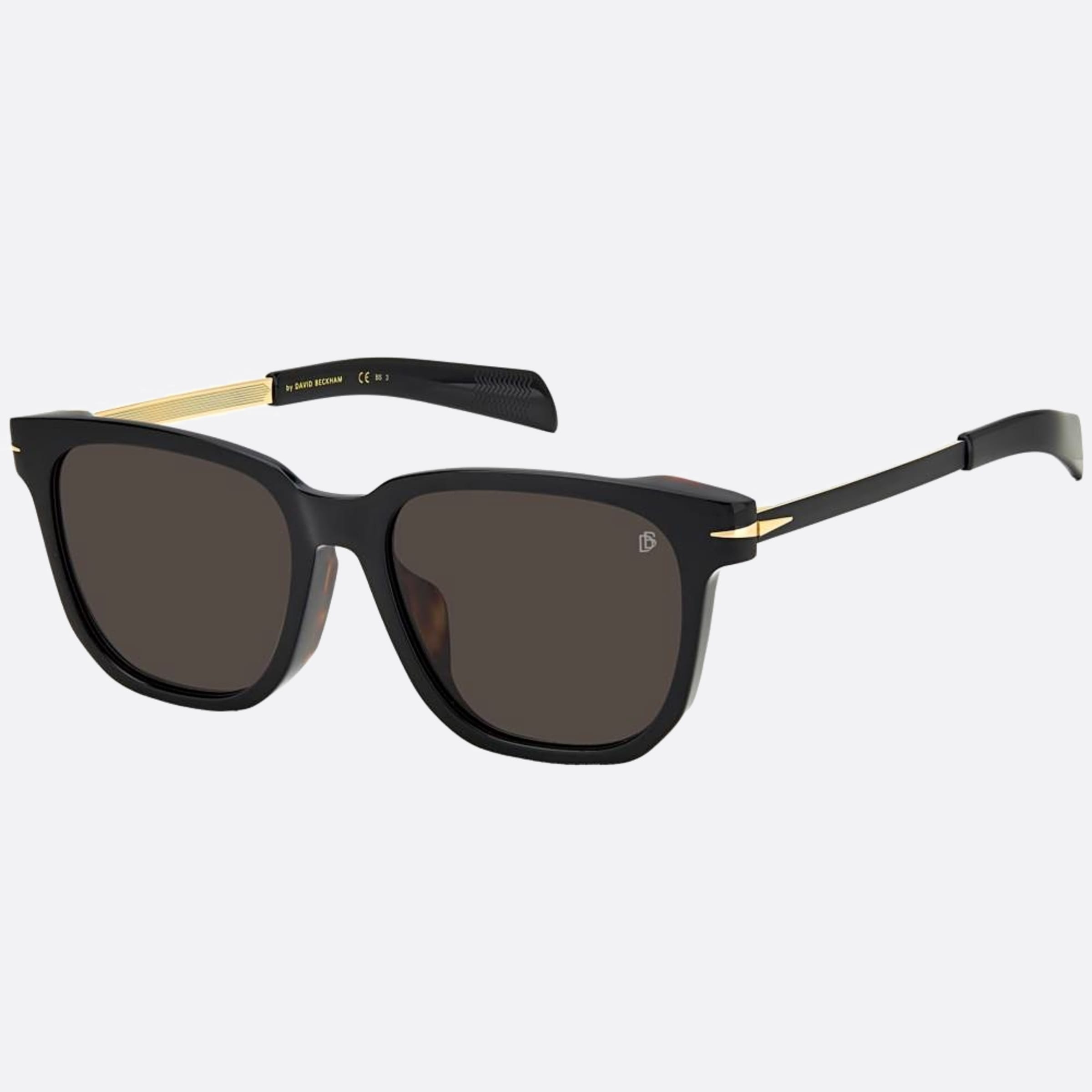 David 55mm Beckham Wr7 Black Geometric Men Sunglasses - Side View