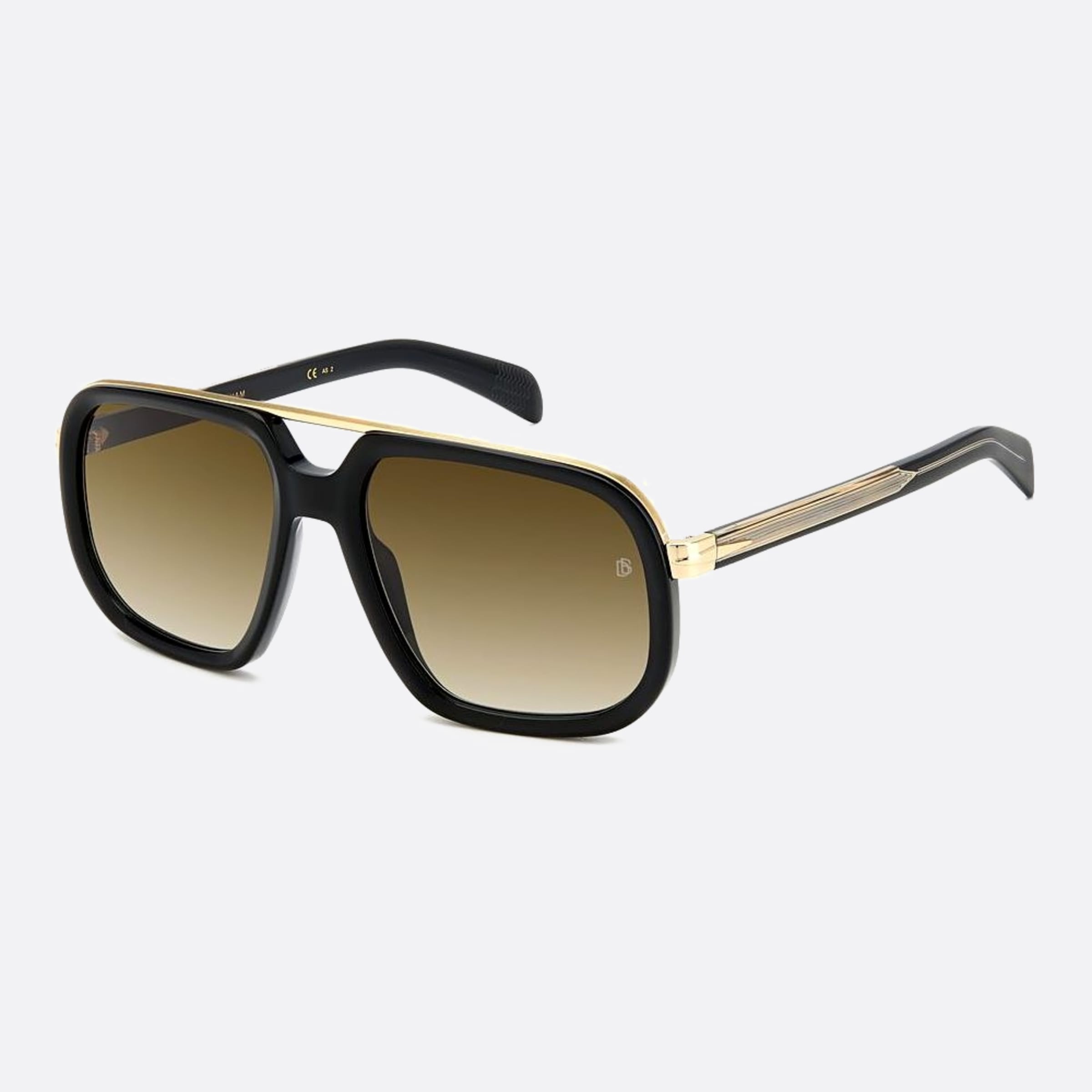 David 57mm Beckham 2m2 Black Geometric Men Sunglasses - Side View