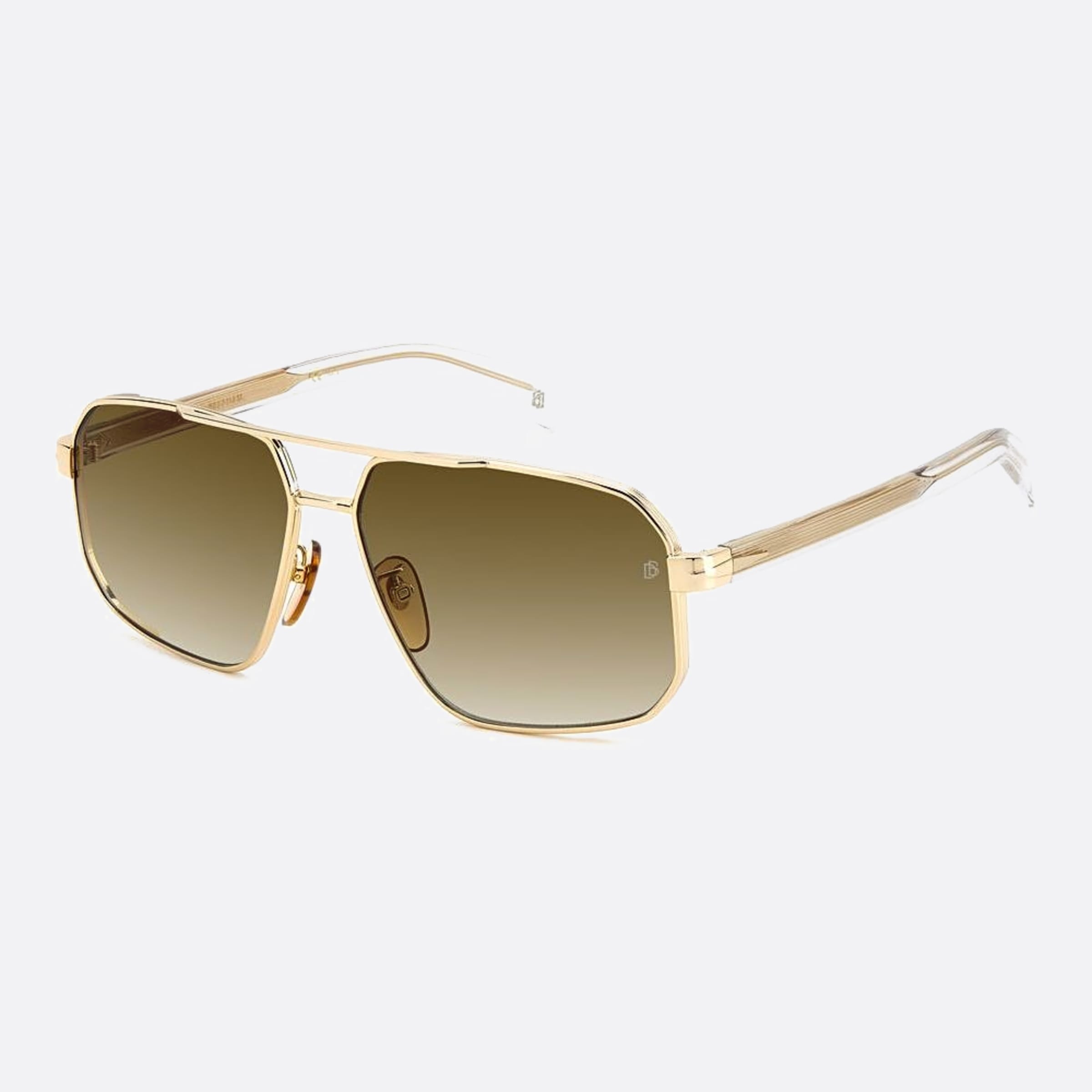 David 61mm Beckham Loj Gold Geometric Men Sunglasses - Side View