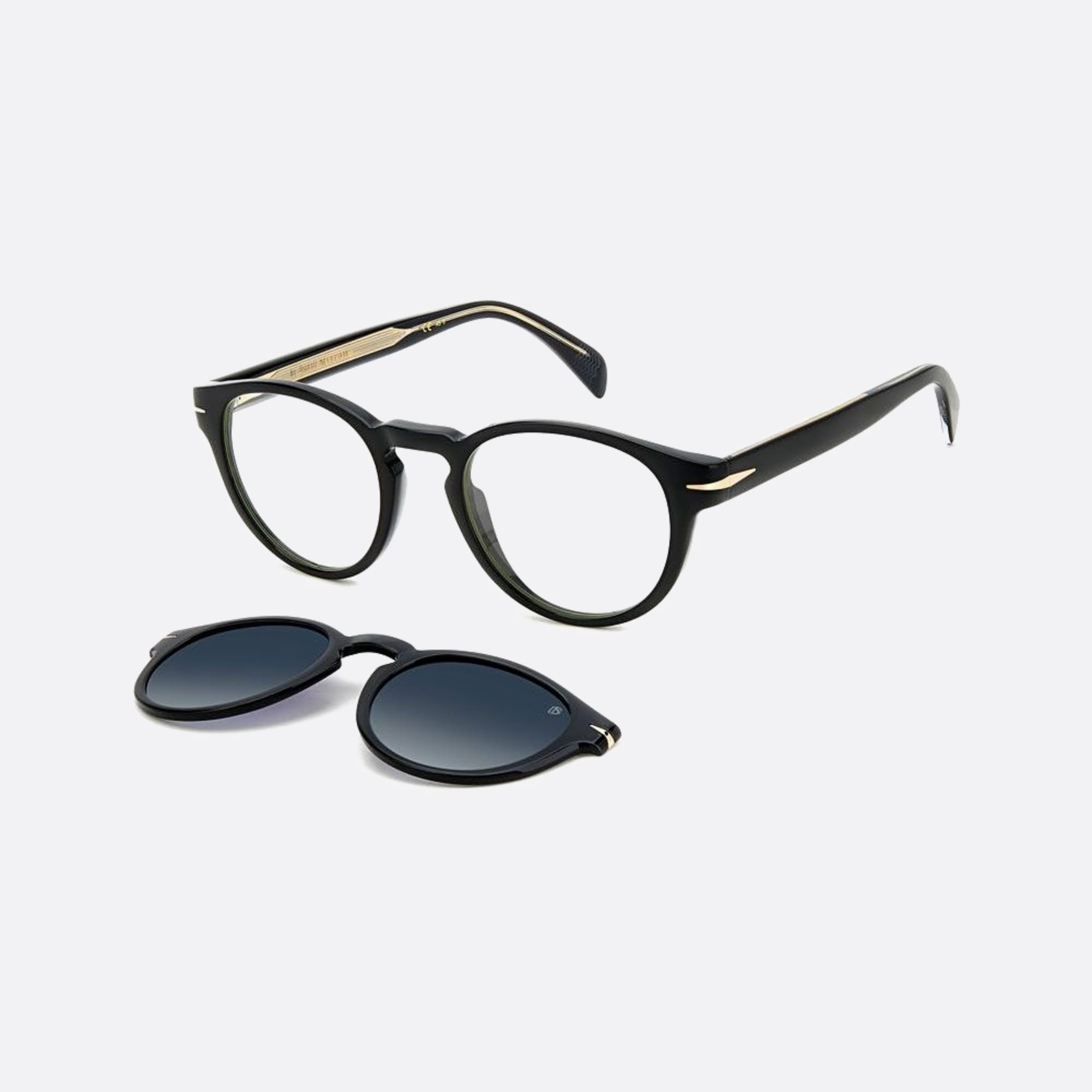 David 49mm Beckham Black Squared Polarized Men Sunglasses - Side View