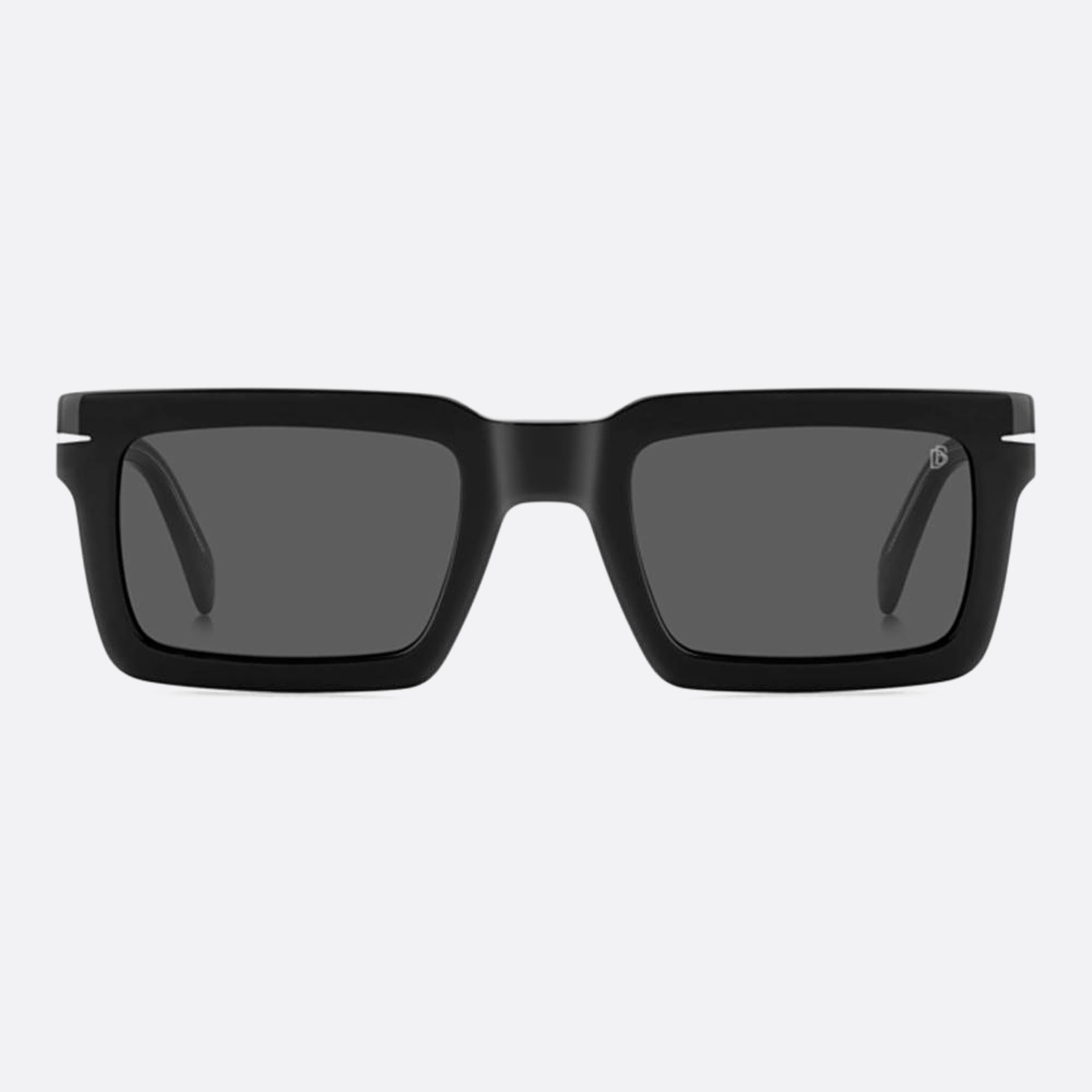 David 51mm Beckham Black Rectangle Men Sunglasses - Main View