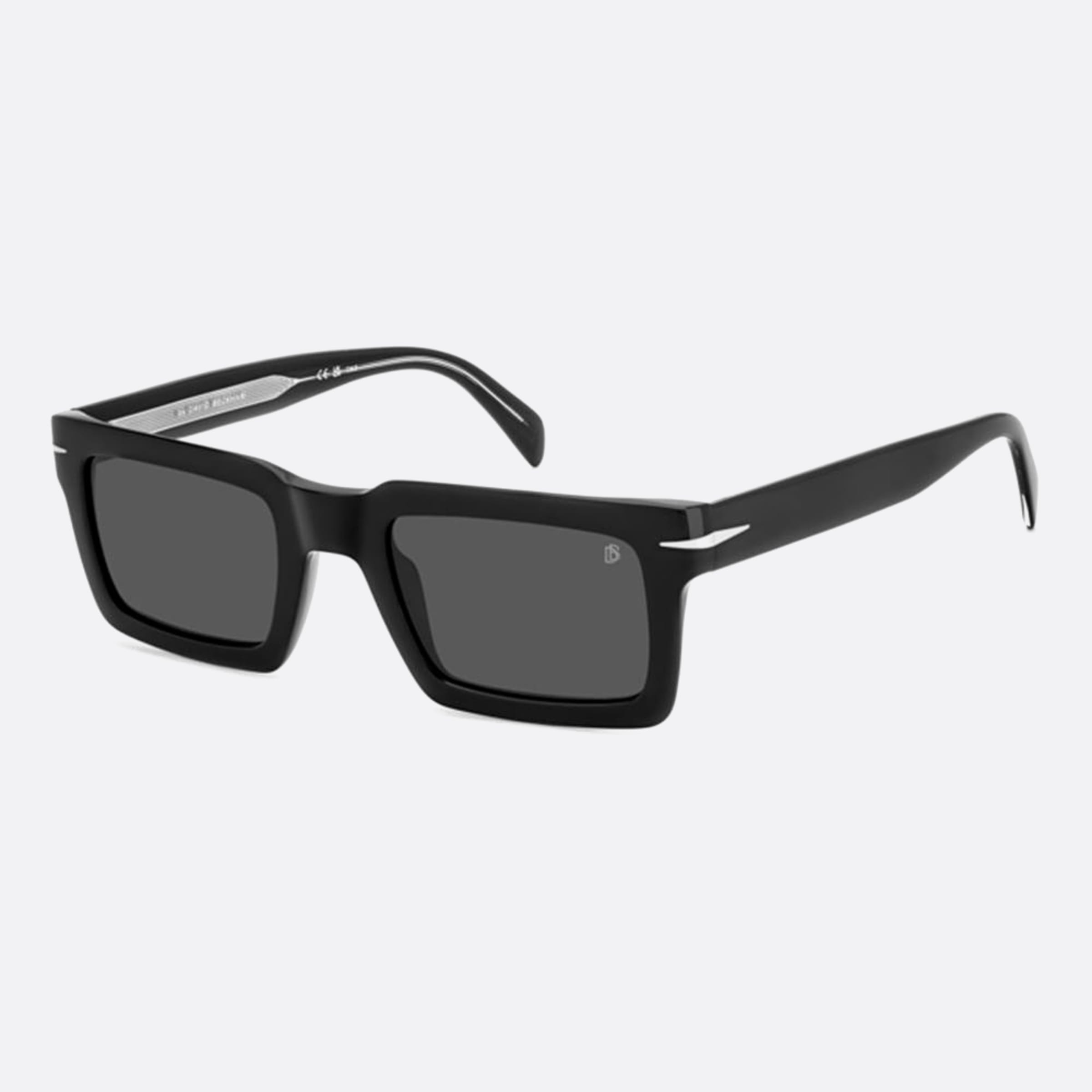 David 51mm Beckham Black Rectangle Men Sunglasses - Side View