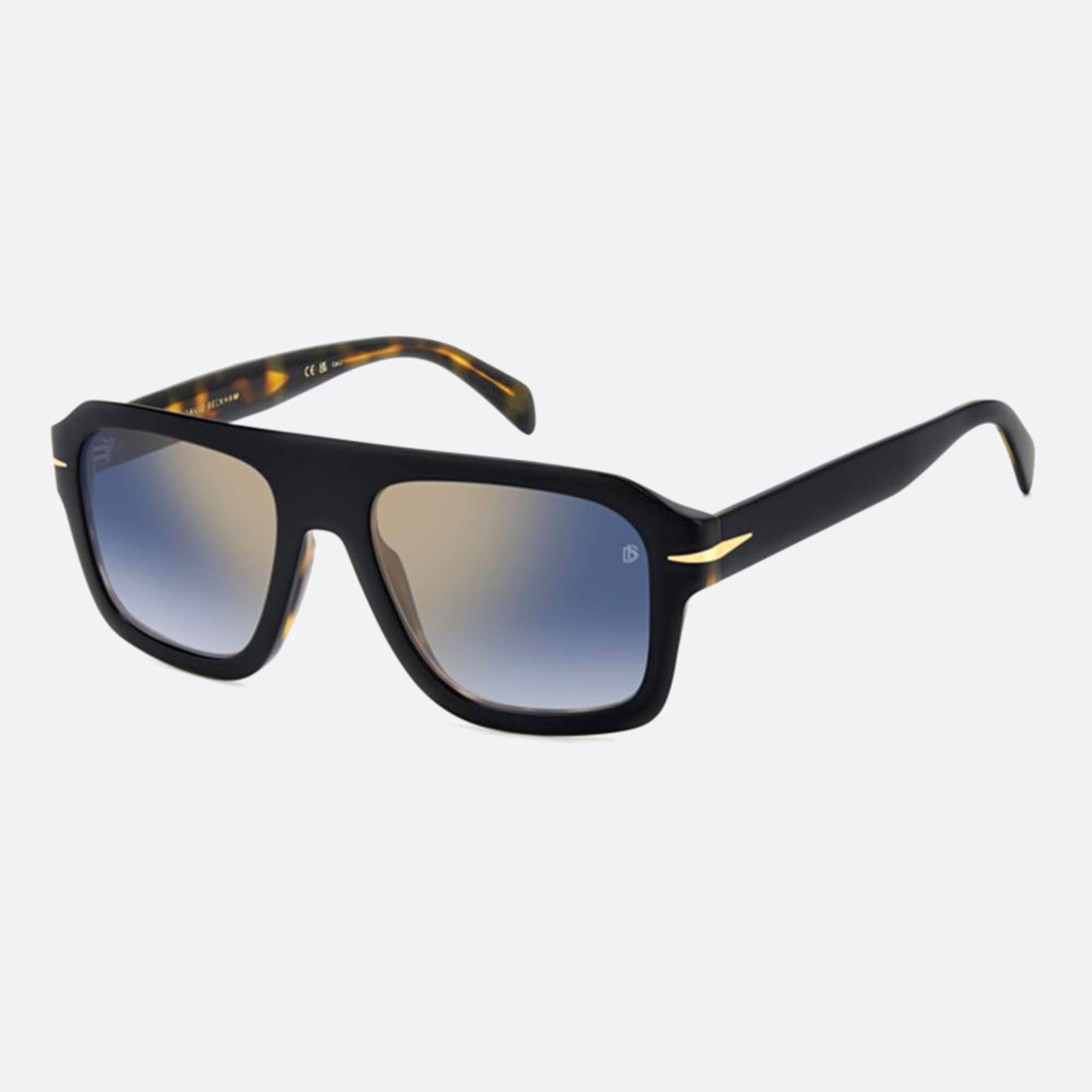 David 54mm Beckham Wr7 Black Rectangle Men Sunglasses - Side View