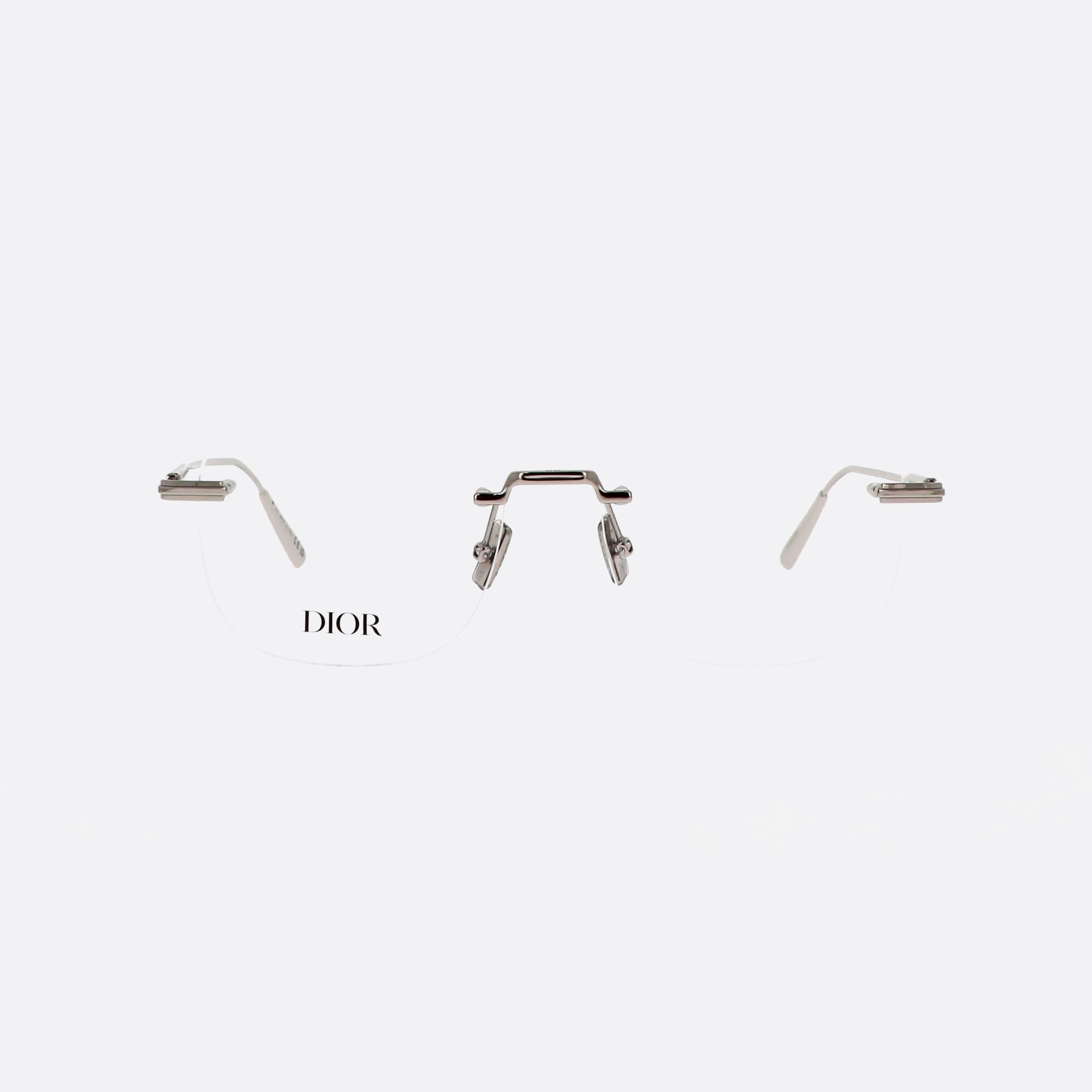 Dior 54mm Blacksuito S3u F000 Silver Squared Men Eyeglasses - Side View