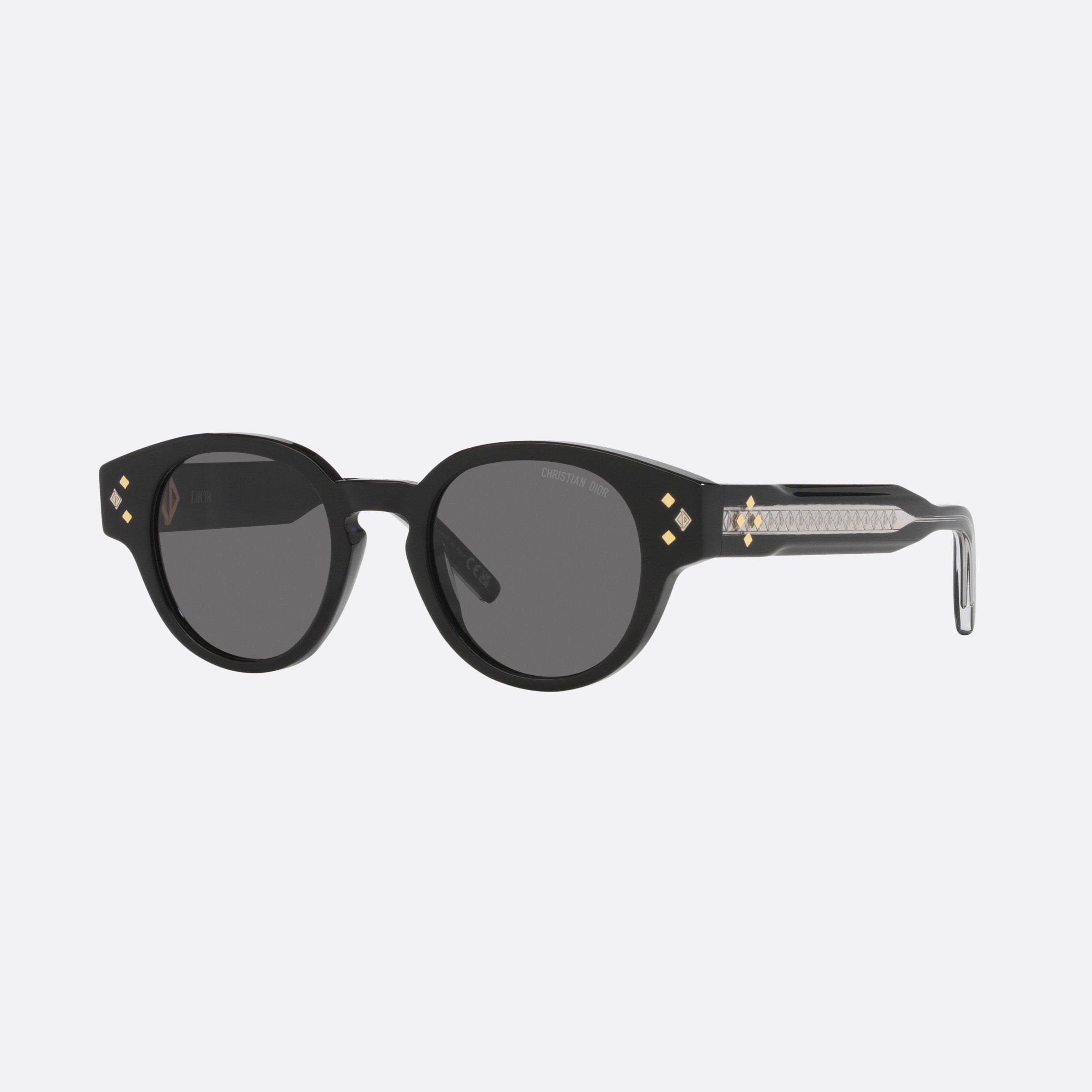 Dior 48mm Diamond R2i Black Round Men Sunglasses - Main View