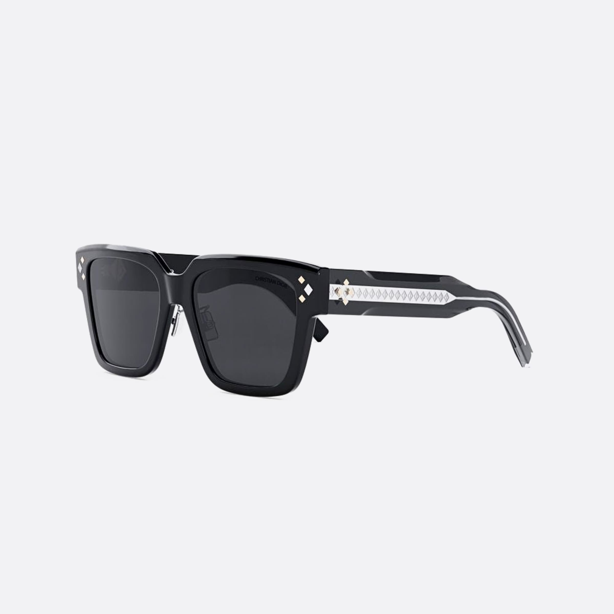 Dior 55mm Diamond S3f 10a0 Black Squared Men Sunglasses - Side View