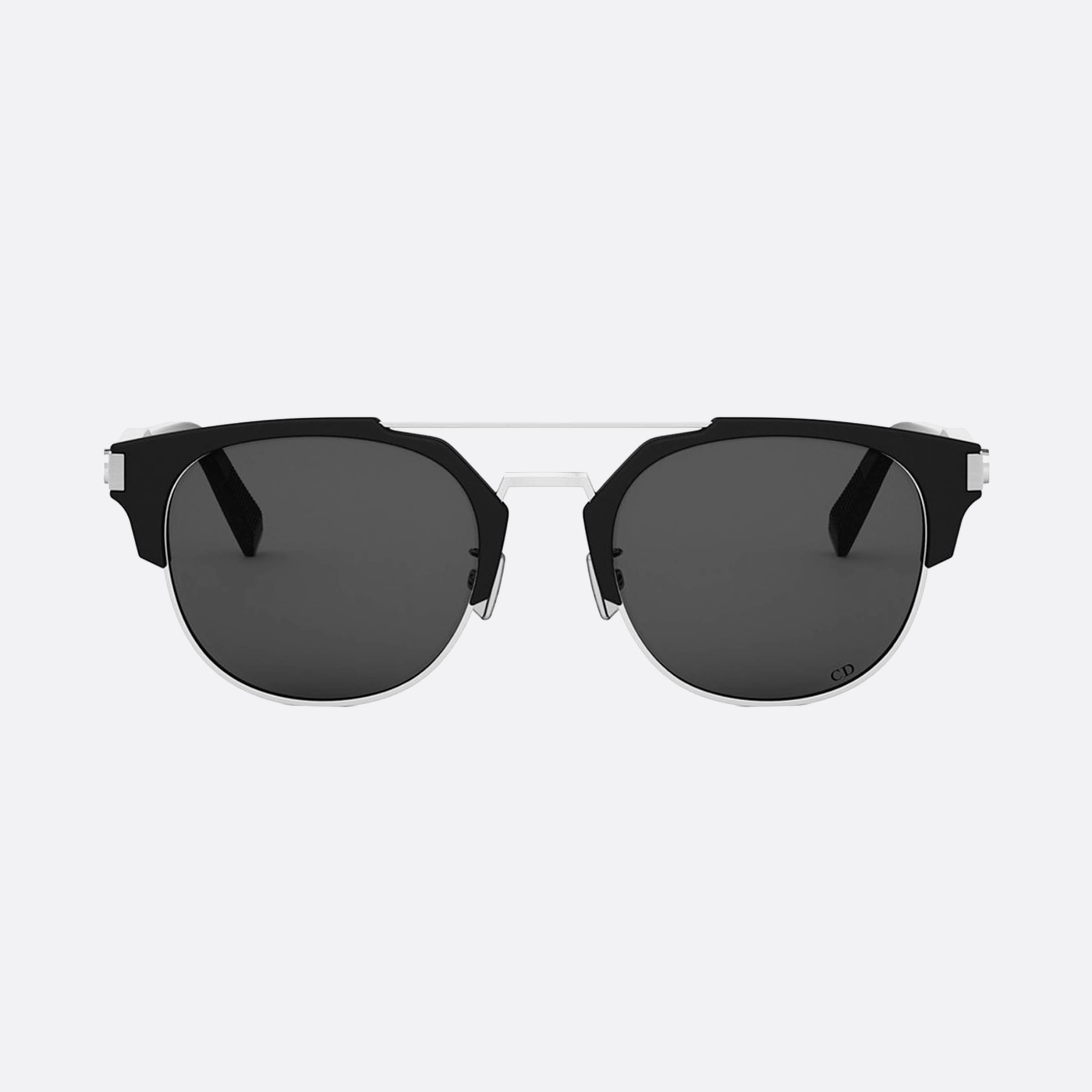 Dior 53mm Men's Icon R1u I3a0 Black Geometric Sunglasses - Side View