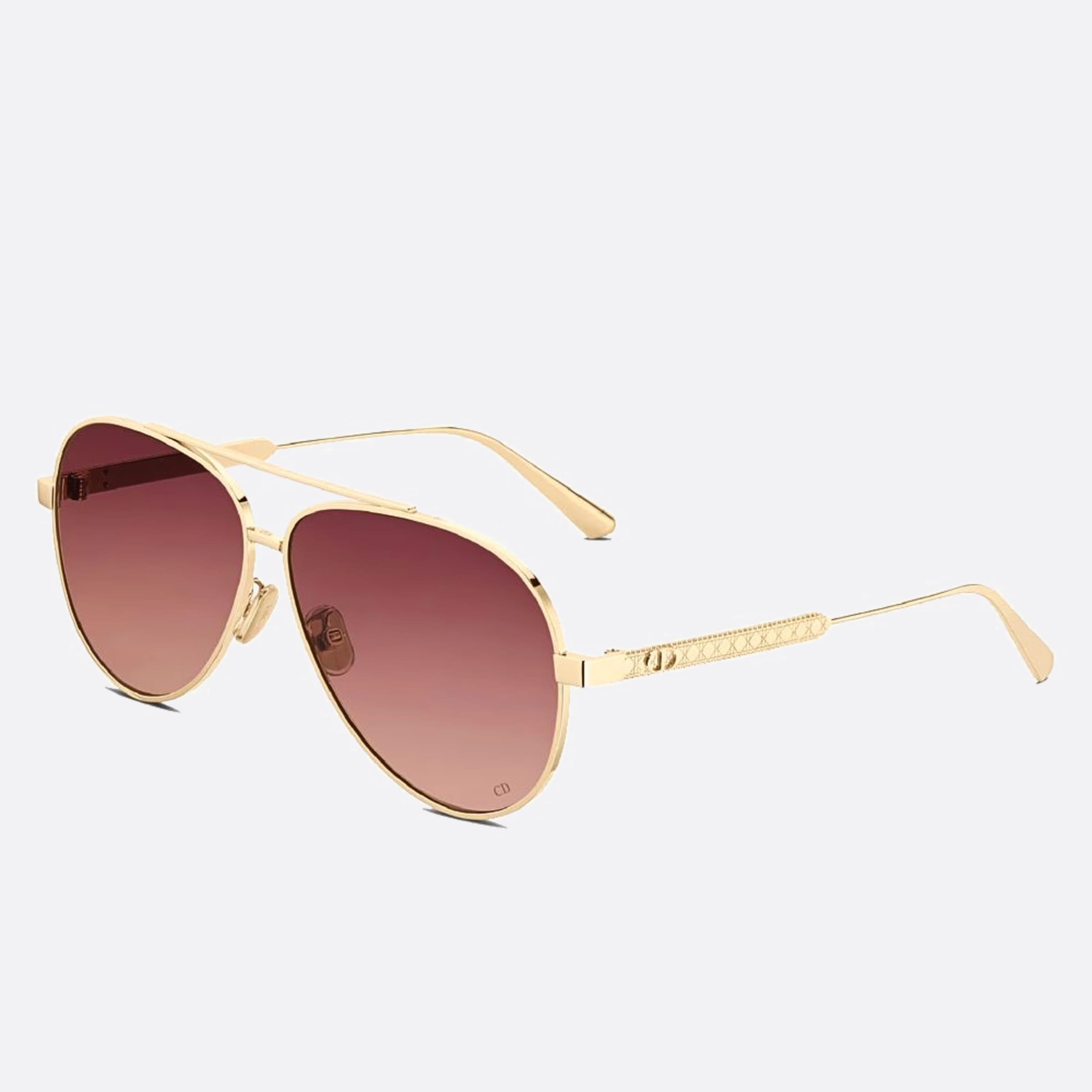 Dior 61mm Diorcannage A1u 10k Gold Pilot Women Sunglasses - Side View