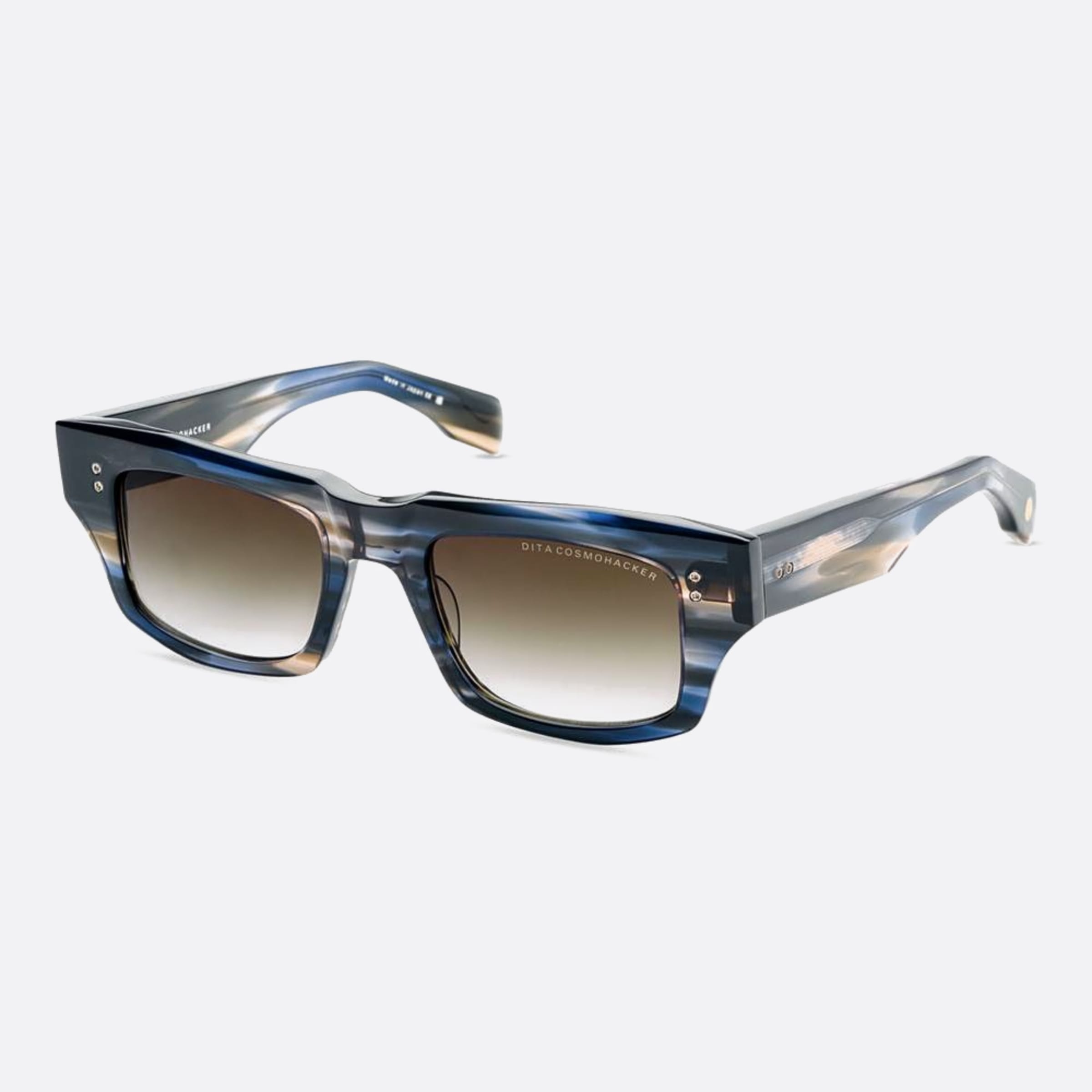 Dita 52mm Cosmohacker Dts727 Blue Squared Unisex Sunglasses - Side View