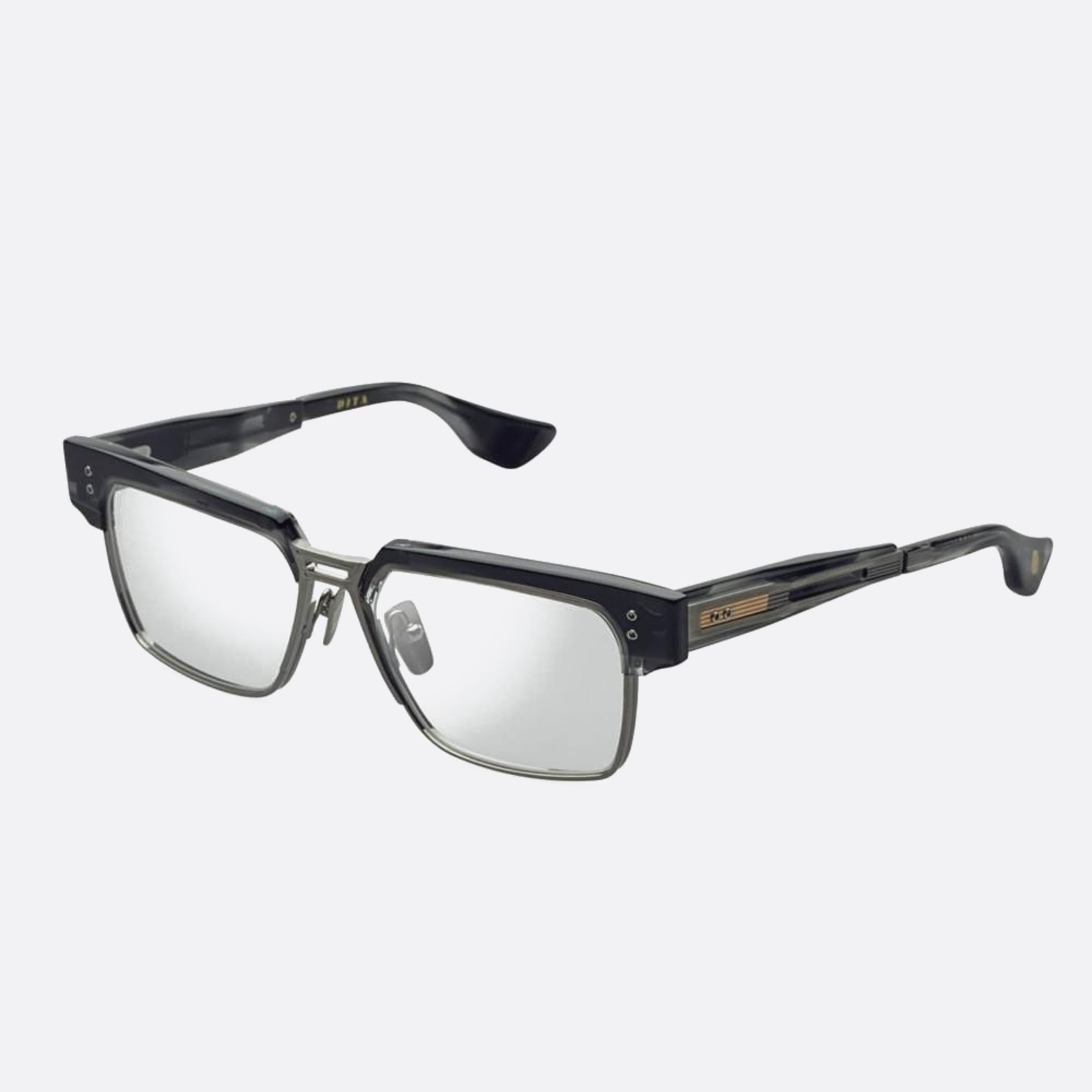 Dita 02mm Hakatron Dtx410 Silver Geometric Unisex Eyeglasses - Side View