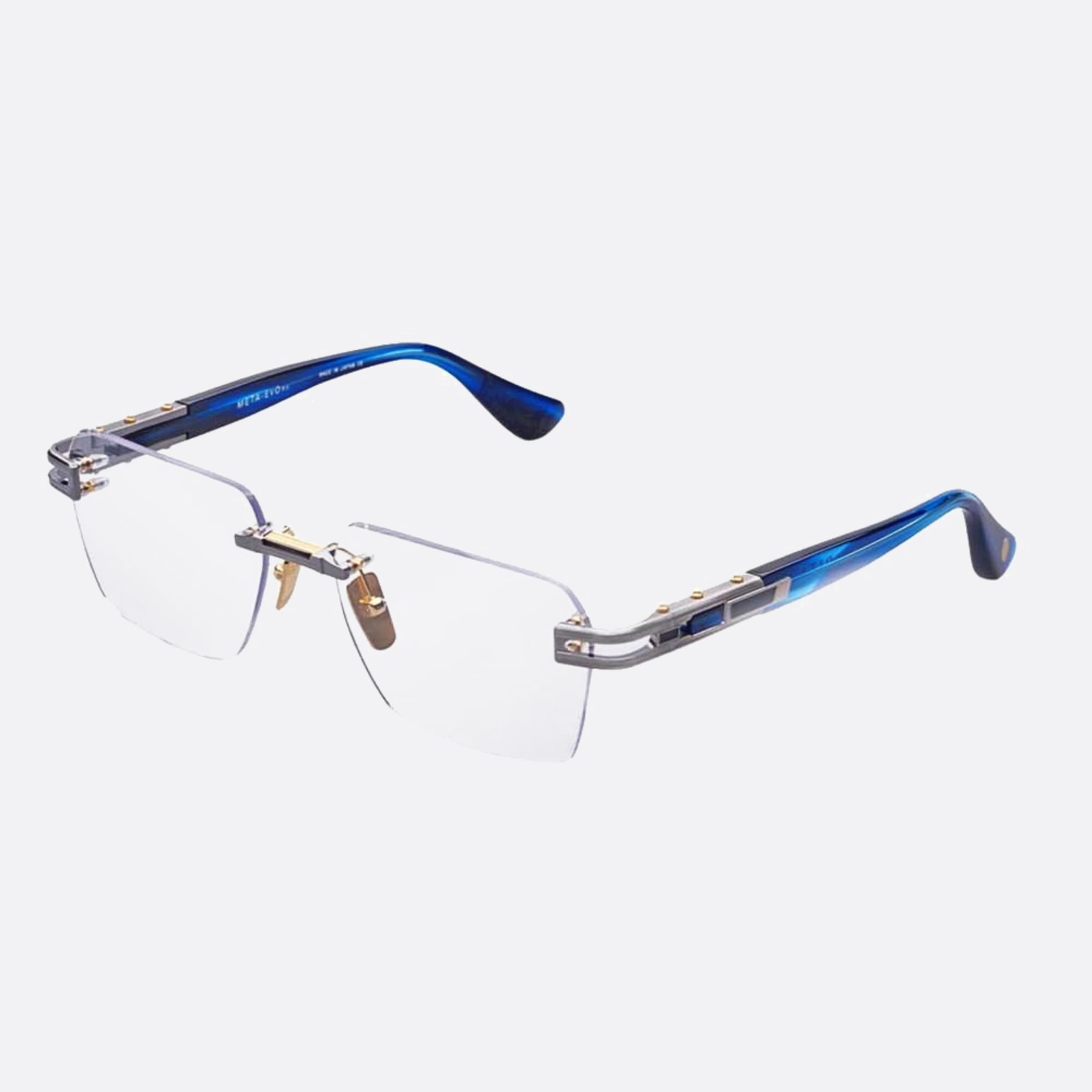 Dita 56mm Meta Evo Blue Geometric Unisex Eyeglasses - Side View