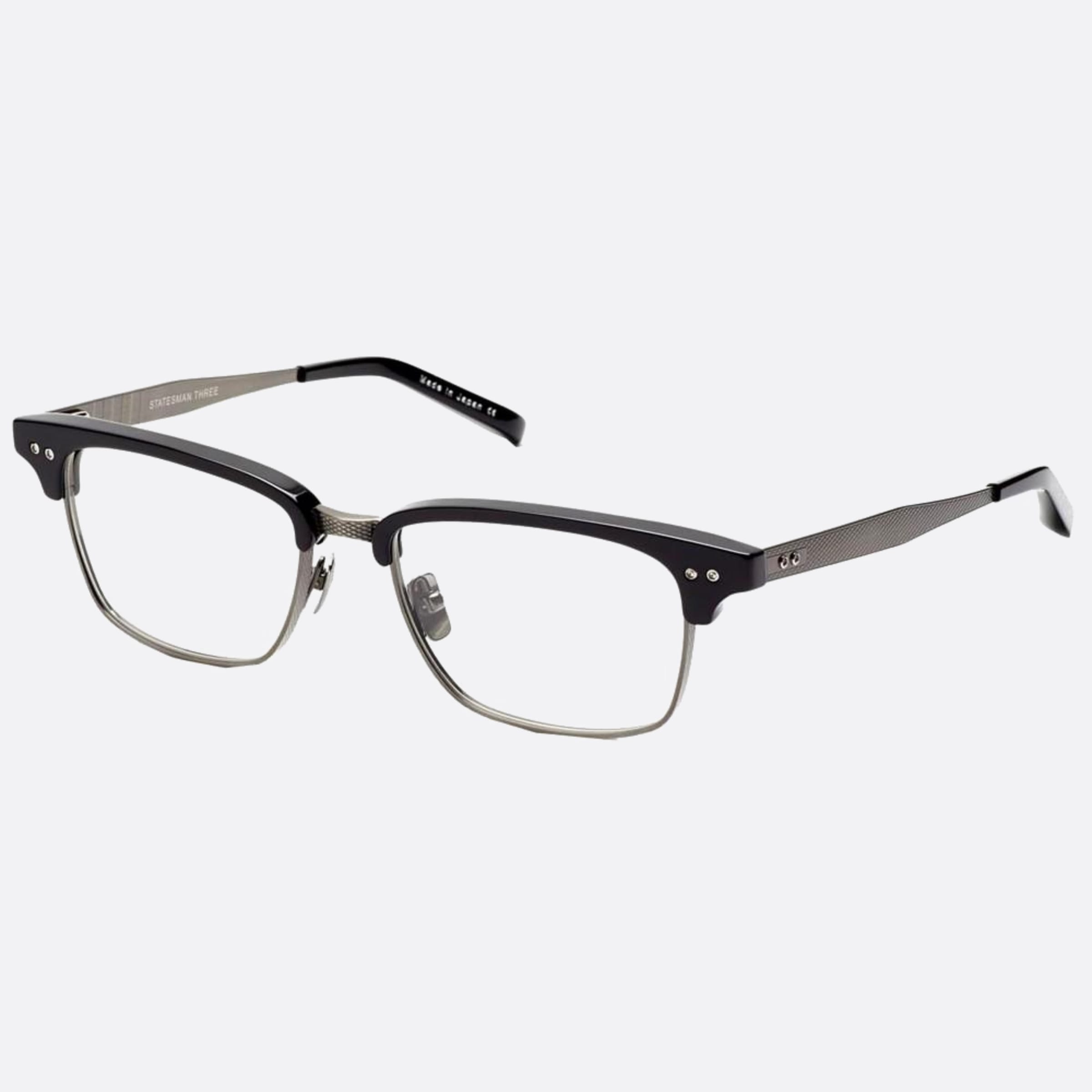 Dita 55mm Statesman Three Blk Slv Black Geometric Unisex Eyeglasses - Side View