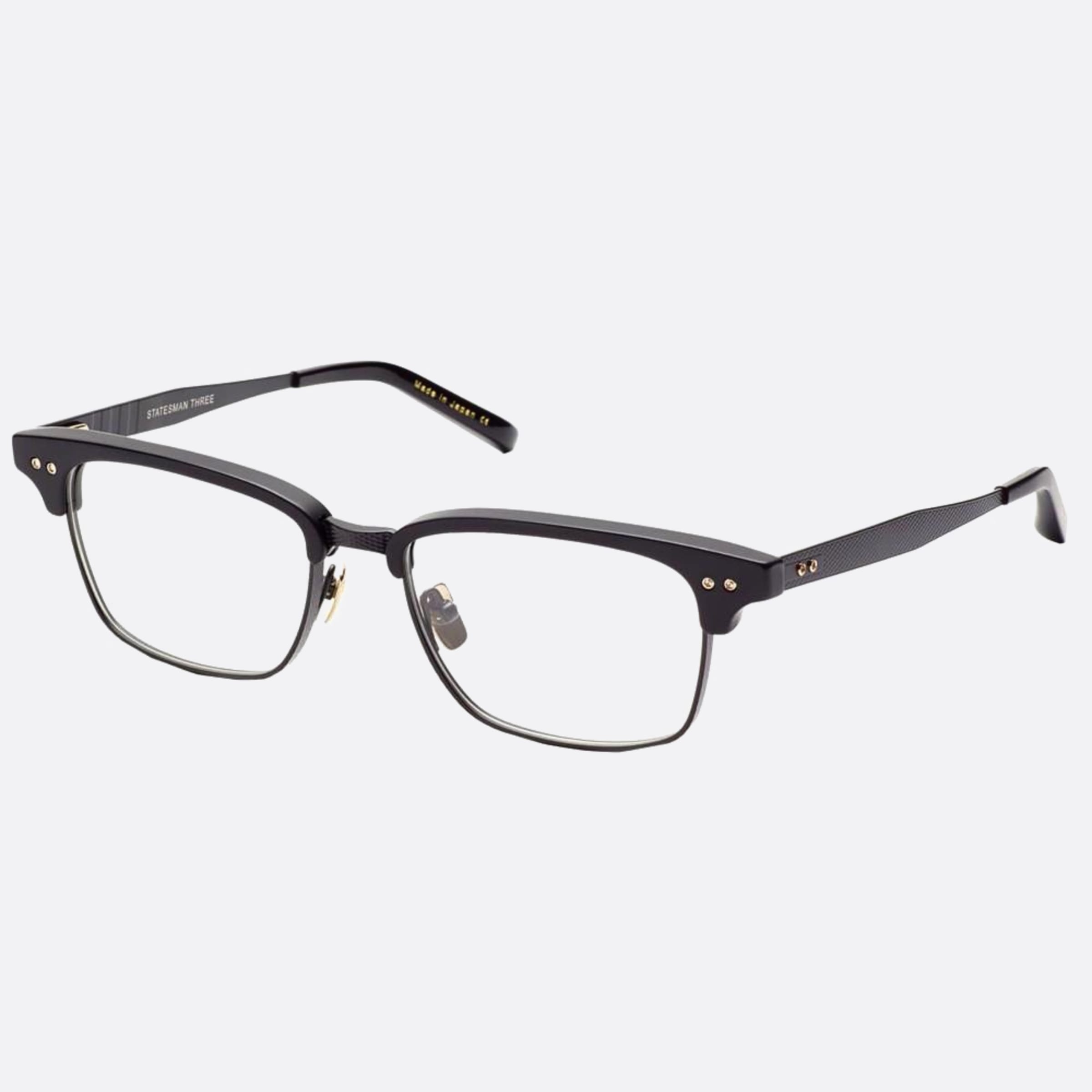 Dita 55mm Statesman Three Blk Black Geometric Unisex Eyeglasses - Side View