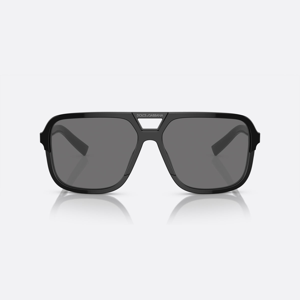 Ochelari de soare Dolce & Gabbana ANGEL DG 4354 1934/81 A, pilot negru, pentru bărbați, punte keyhole, litere ale brandului pe punte, balamale negre, vedere din față