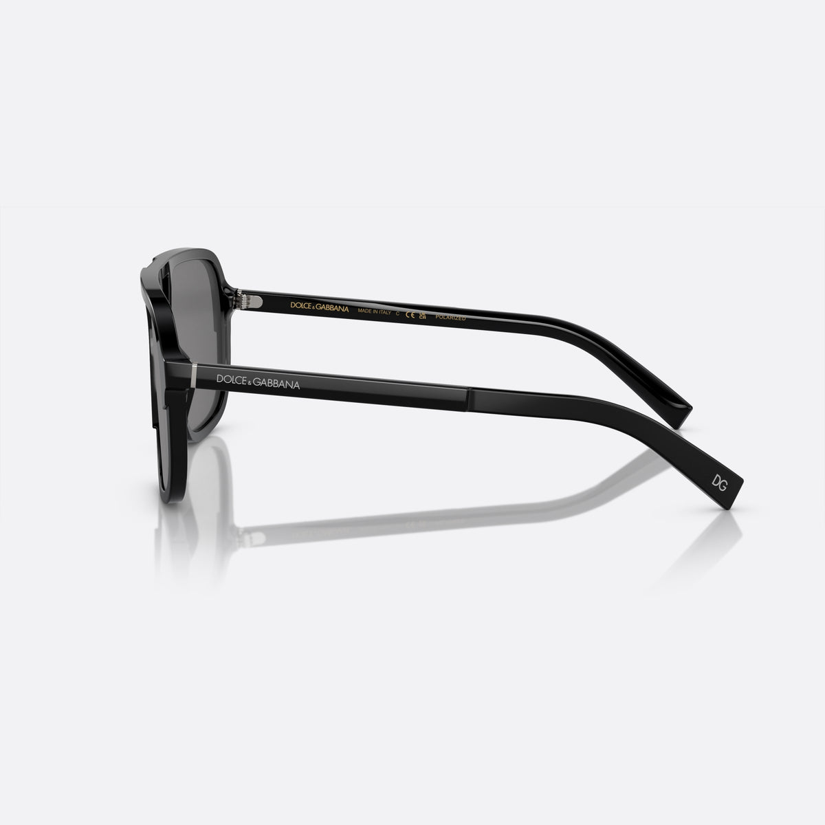 Ochelari de soare Dolce & Gabbana ANGEL DG 4354 1934/81 A, pilot negru, pentru bărbați, punte keyhole, litere ale brandului pe punte, balamale negre, vedere laterală