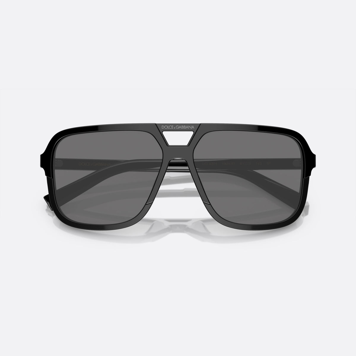 Ochelari de soare Dolce & Gabbana ANGEL DG 4354 1934/81 A, pilot negru, pentru bărbați, punte keyhole, litere ale brandului pe punte, balamale negre, cu brațele pliate