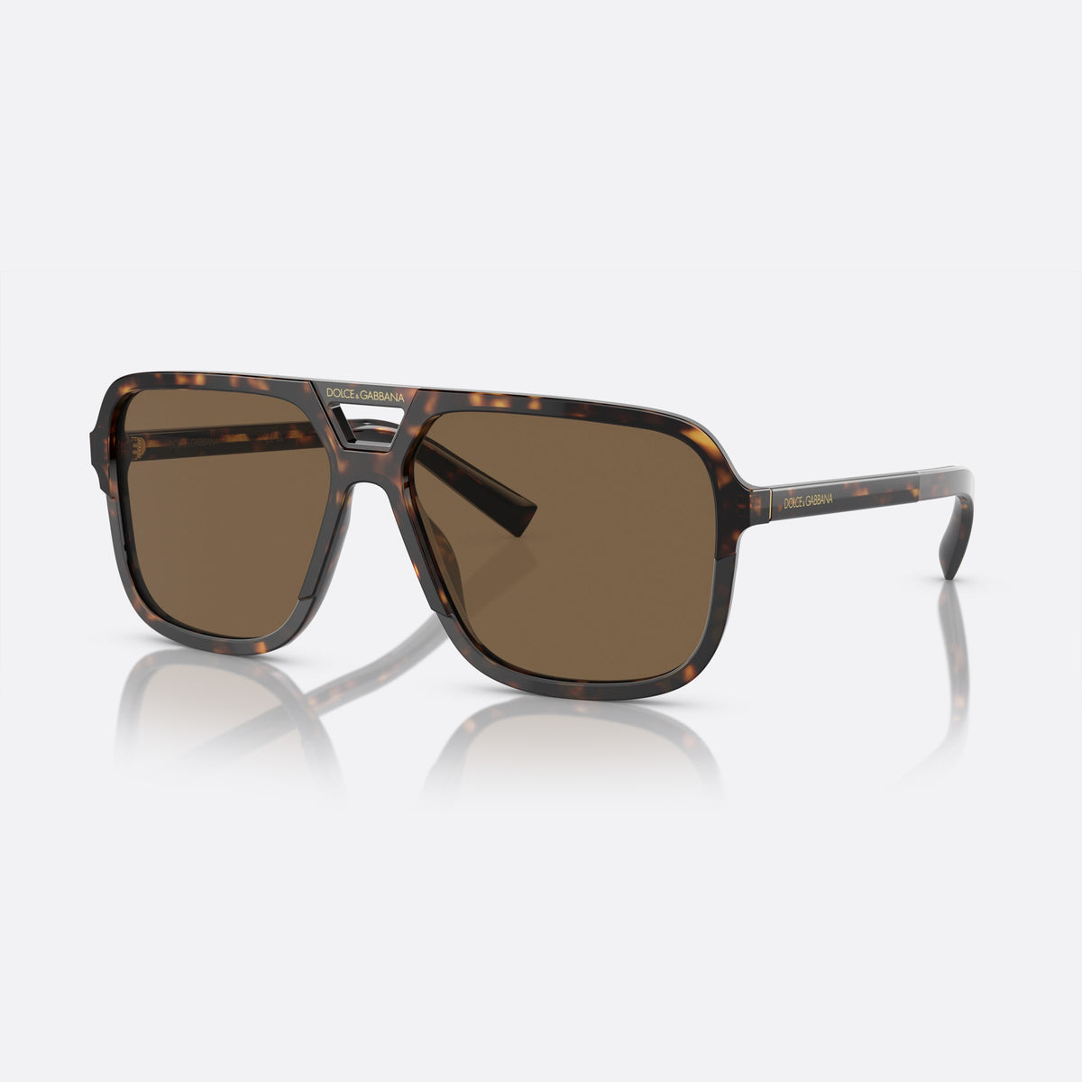 Dolce & Gabbana ANGEL DG 4354 502/73 sunglasses, havana pilot frame for men, double bridge with open cutout, full-rim frame