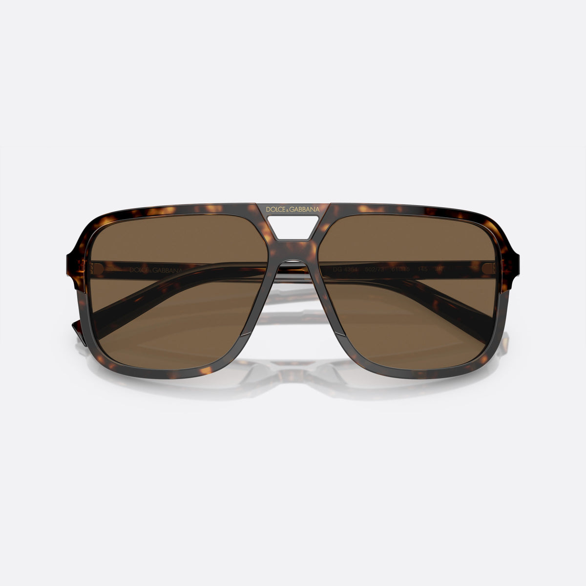 Dolce & Gabbana ANGEL DG 4354 502/73 sunglasses, havana pilot frame for men, double bridge with open cutout, full-rim frame, folded