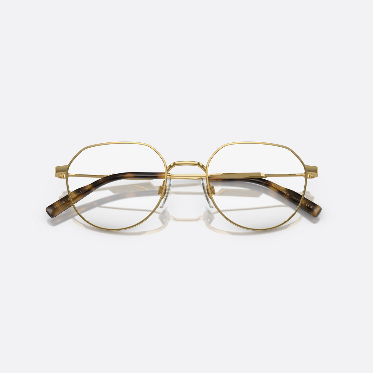 Rame ochelari de vedere Dolce & Gabbana DG 1349 02, rotunzi auriu, pentru bărbați, punte metalică simplă, ramă completă metalică, cu brațele pliate