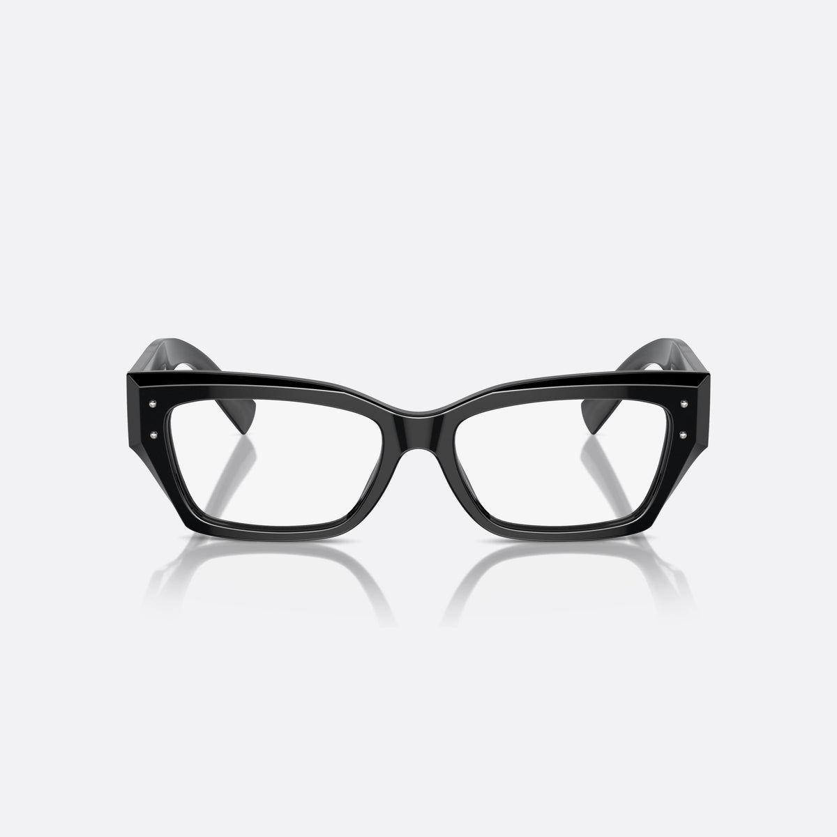 Dolce & Gabbana DG 3387 501 eyeglasses, black squared frame for women, plain bridge, integrated into front, wide tapered temples, front view