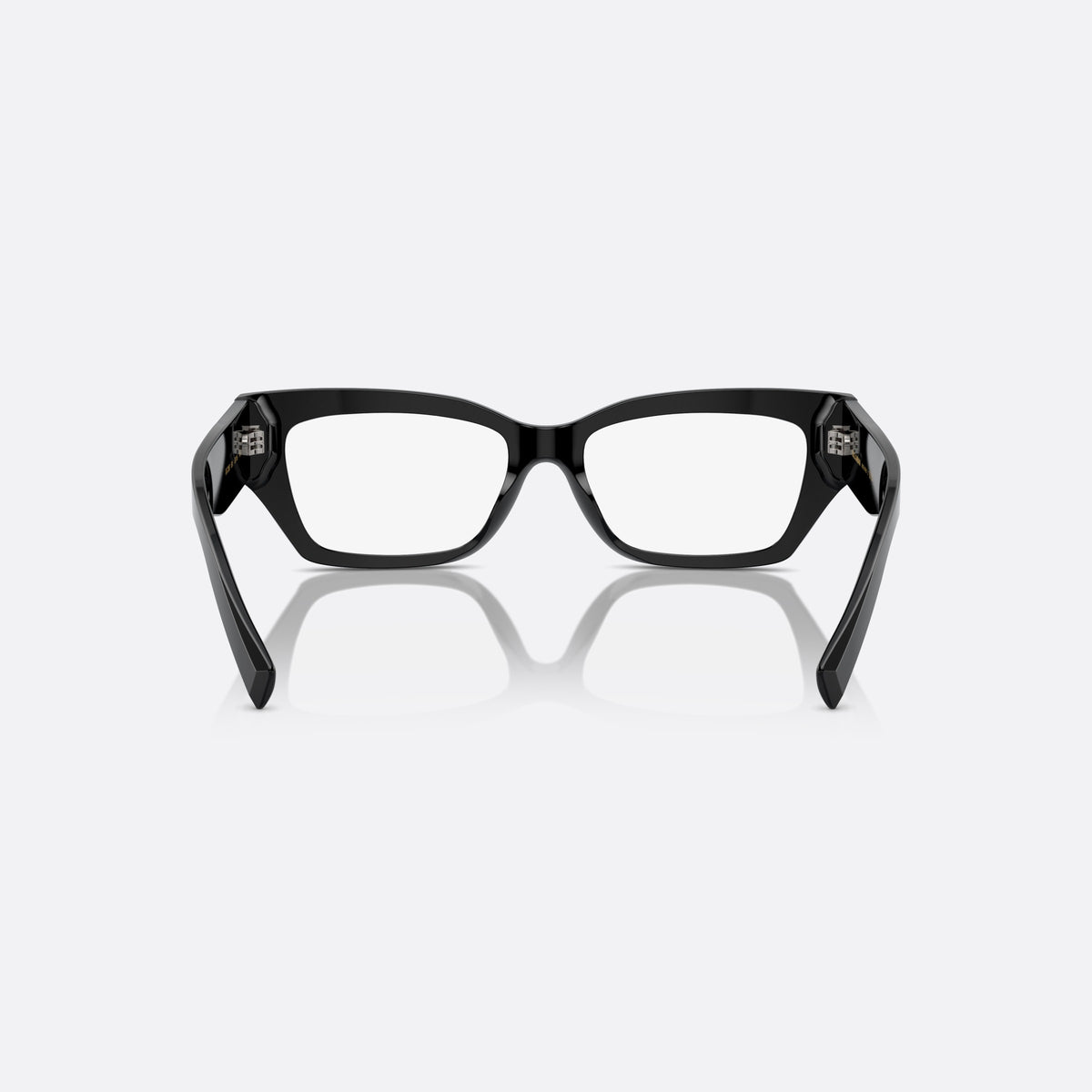 Dolce & Gabbana DG 3387 501 eyeglasses, black squared frame for women, plain bridge, integrated into front, wide tapered temples, back view