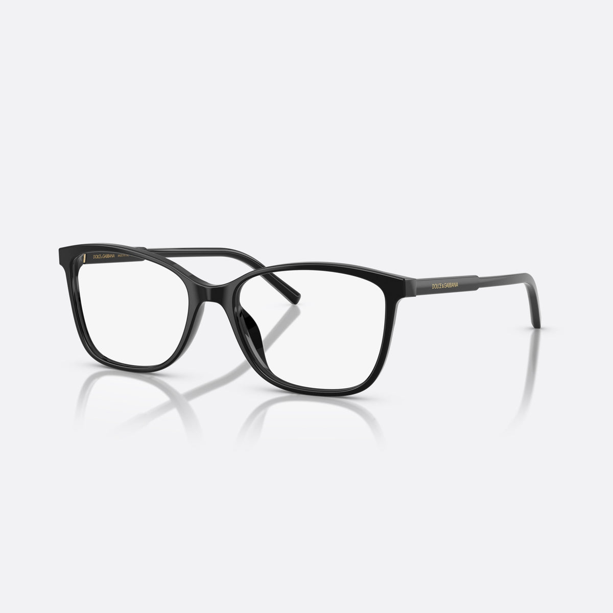 Dolce & Gabbana DG 3424 501 eyeglasses, black pantos frame for women, plain bridge, brand lettering on temples, full-rim frame