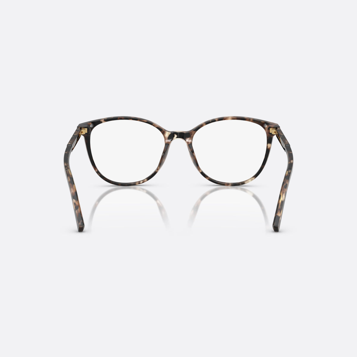 Rame ochelari de vedere Dolce & Gabbana DG 3425 3438, rotunzi havana, pentru femei, punte simplă din acetat, literele brandului pe brațe, vedere din spate