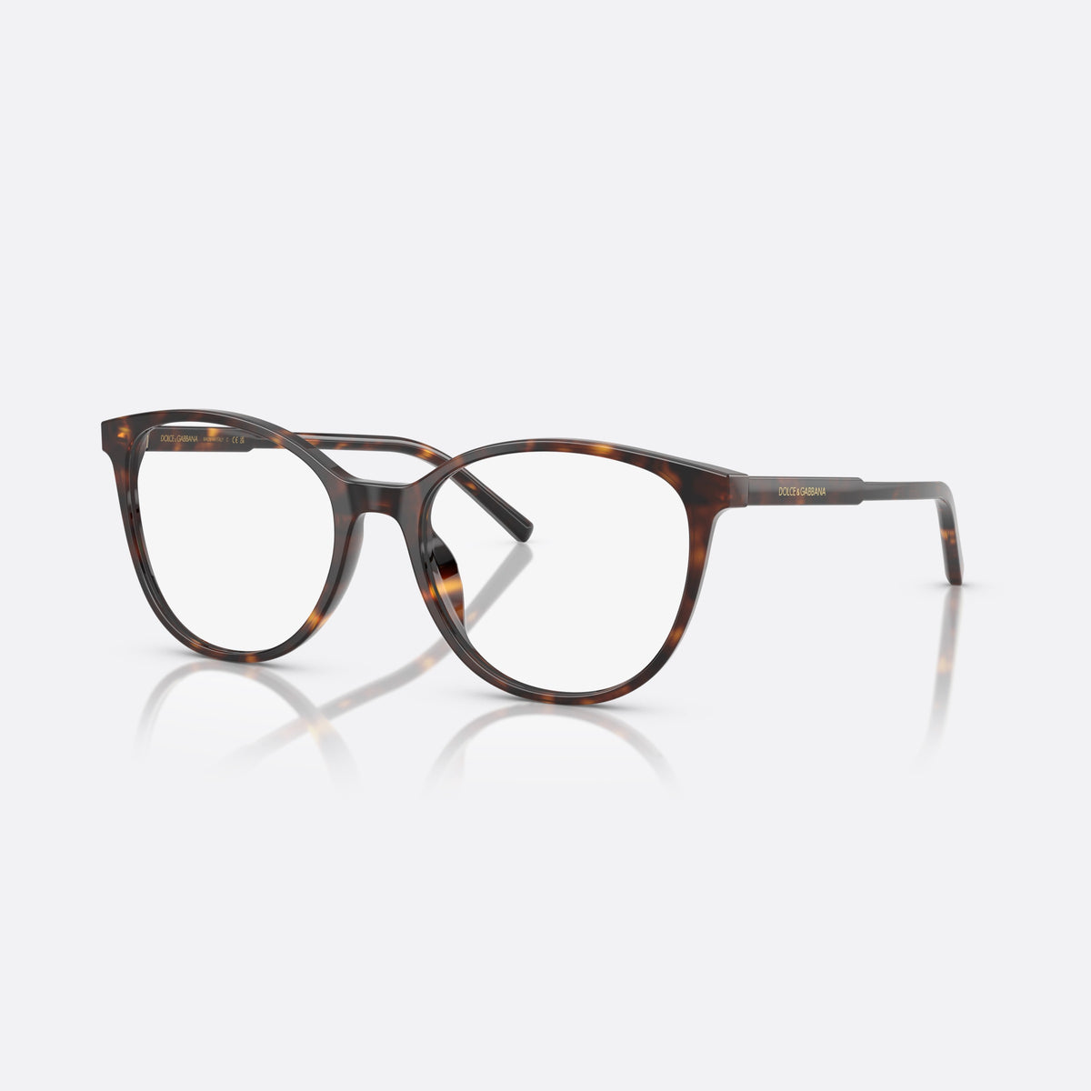 Dolce & Gabbana DG 3425 502 eyeglasses, havana round frame for women, plain bridge with curved top, full-rim front