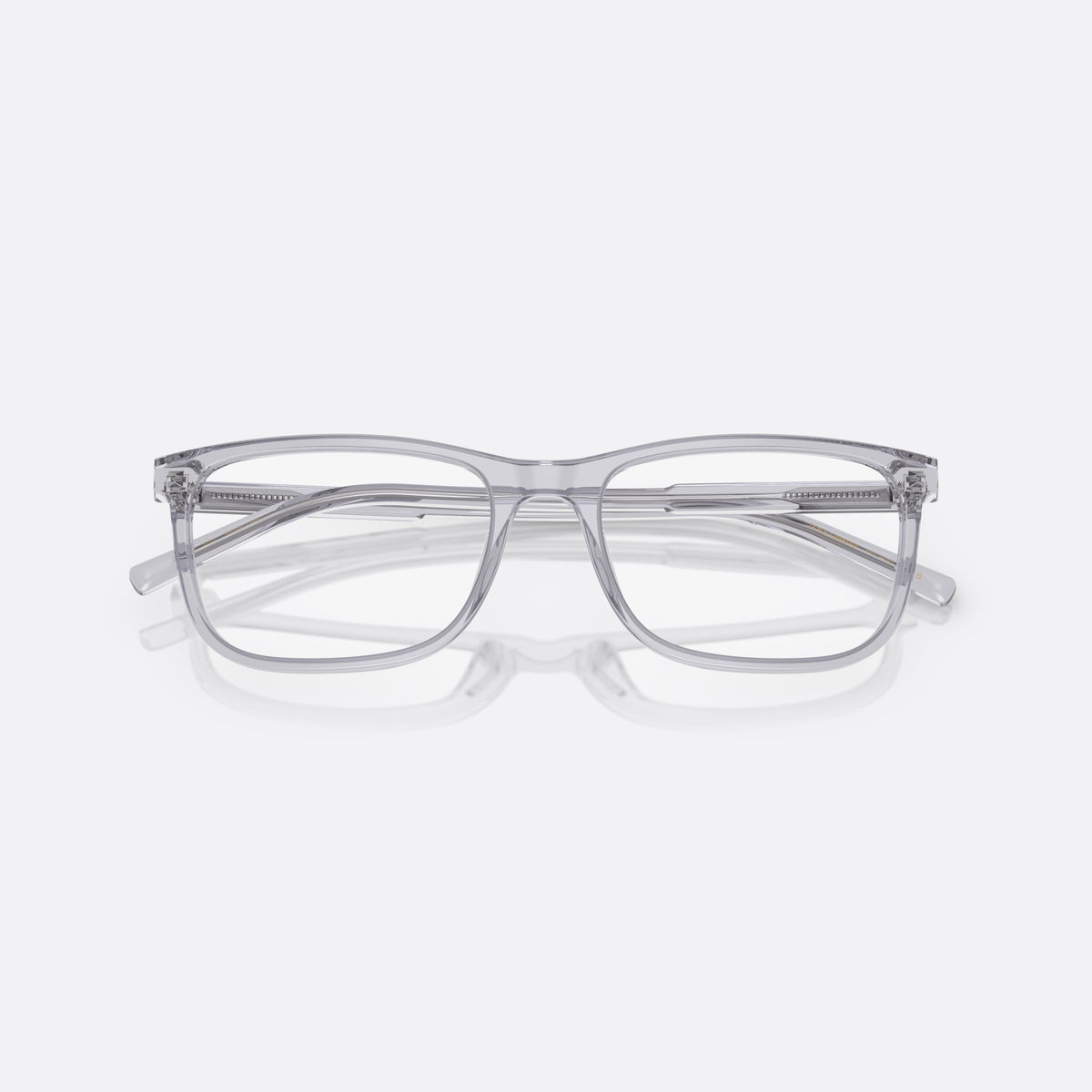 Dolce & Gabbana DG 3427 3291 eyeglasses, grey squared frame for men, plain bridge, brand lettering on temples, full-rim frame, folded