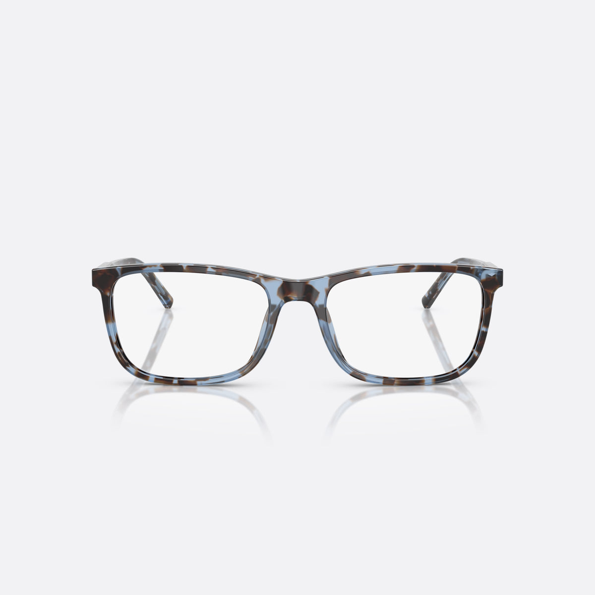 Dolce & Gabbana DG 3427 3392 eyeglasses, blue squared frame for men, plain bridge, brand lettering on temples, silver-tone hinges, front view