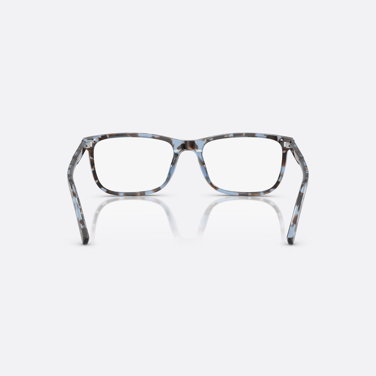 Dolce & Gabbana DG 3427 3392 eyeglasses, blue squared frame for men, plain bridge, brand lettering on temples, silver-tone hinges, back view