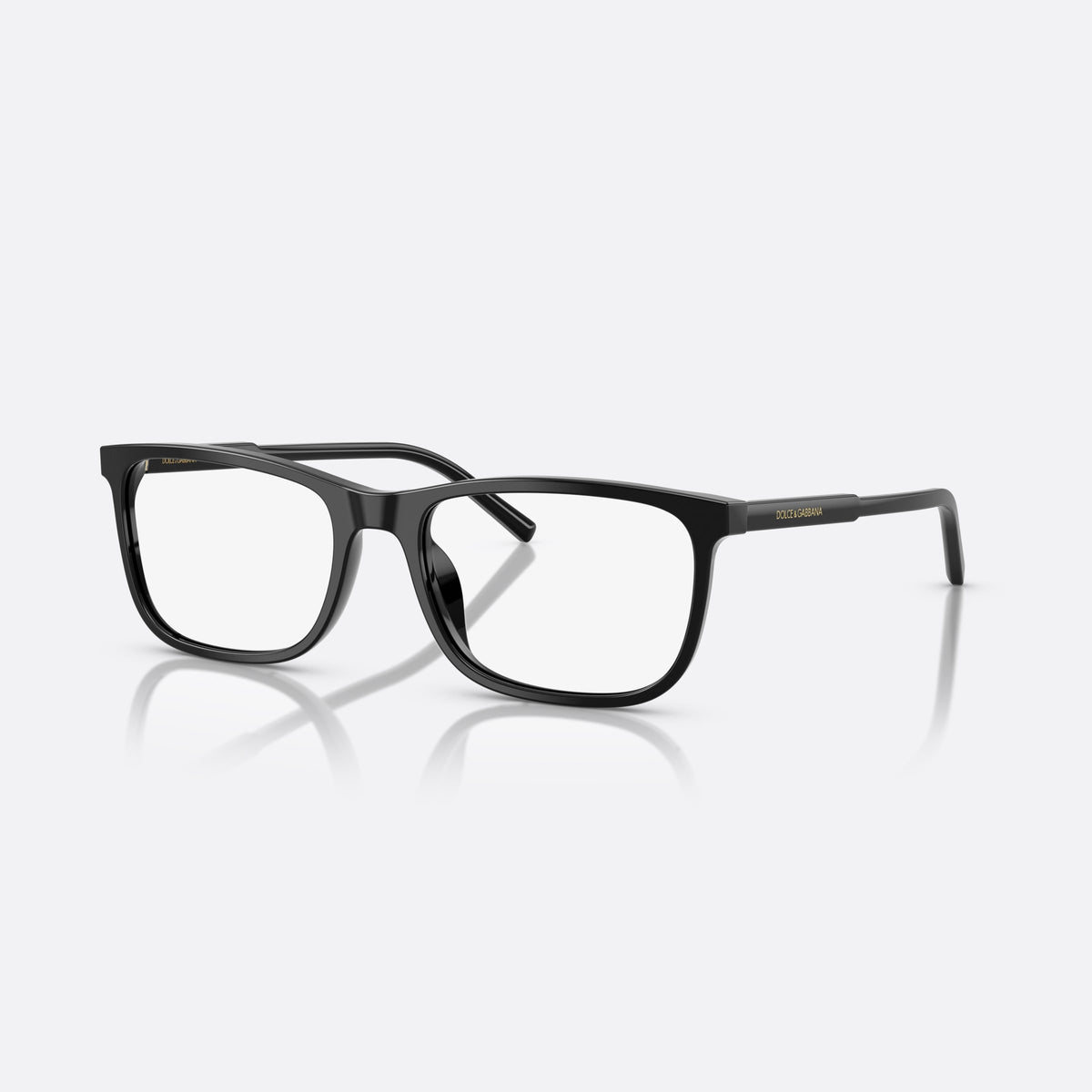 Dolce & Gabbana DG 3427 501 eyeglasses, black squared frame for men, plain bridge, brand lettering on temple, full-rim frame