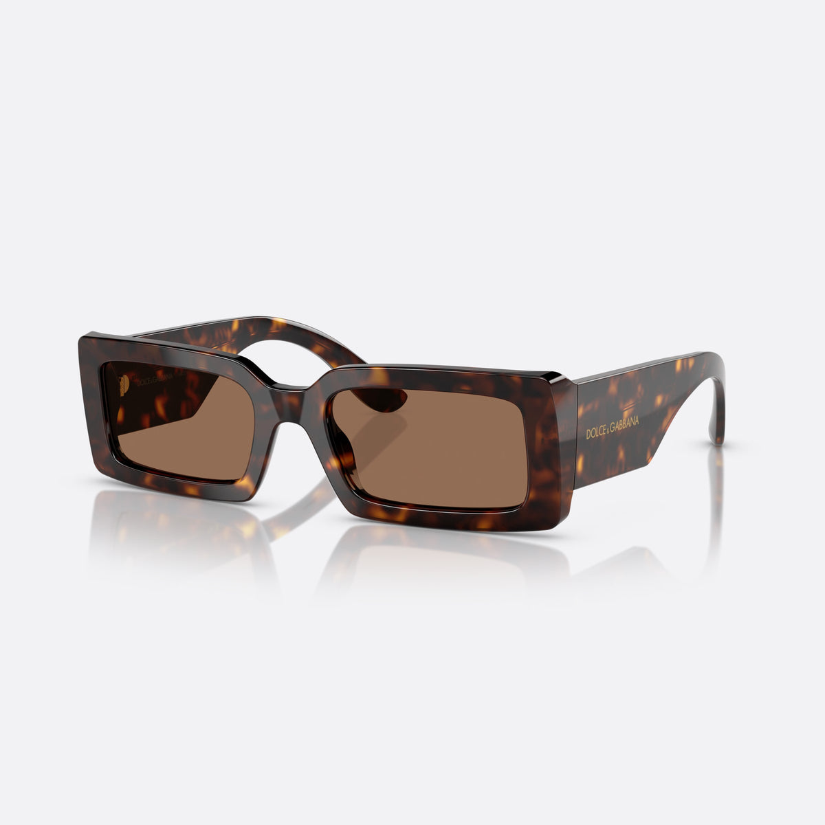 Dolce & Gabbana DG 4416 193573 sunglasses, havana geometric frame for women, plain bridge, brand lettering on temple, full-rim frame