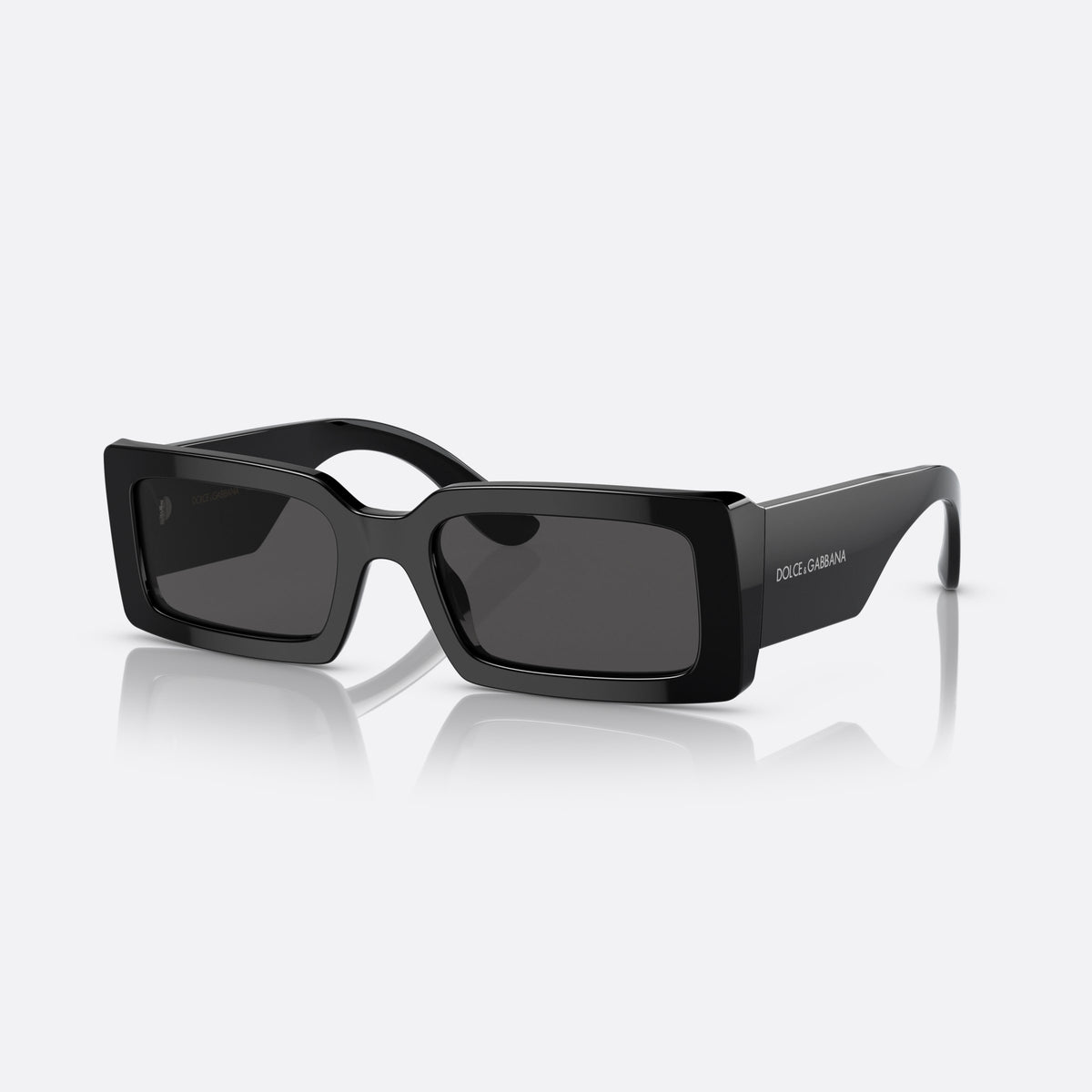 Dolce & Gabbana DG 4416 335587 sunglasses, black geometric frame for women, plain bridge, integrated into frame, wide tapered temples
