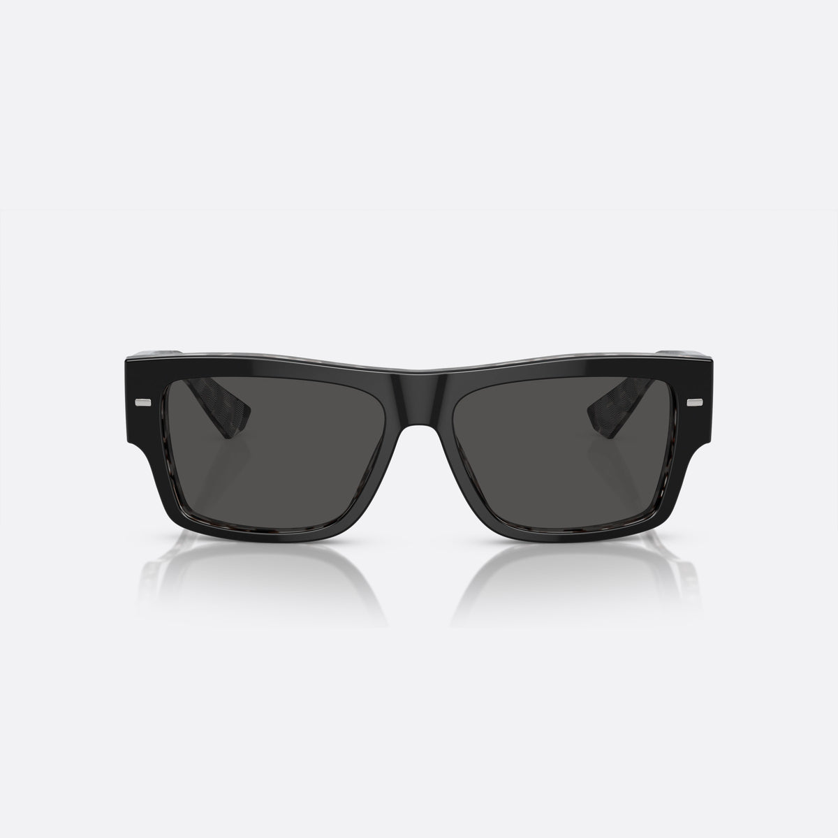 Dolce & Gabbana DG 4451 340387 sunglasses, black squared frame for men, keyhole bridge, brand lettering on temple, full-rim frame, front view