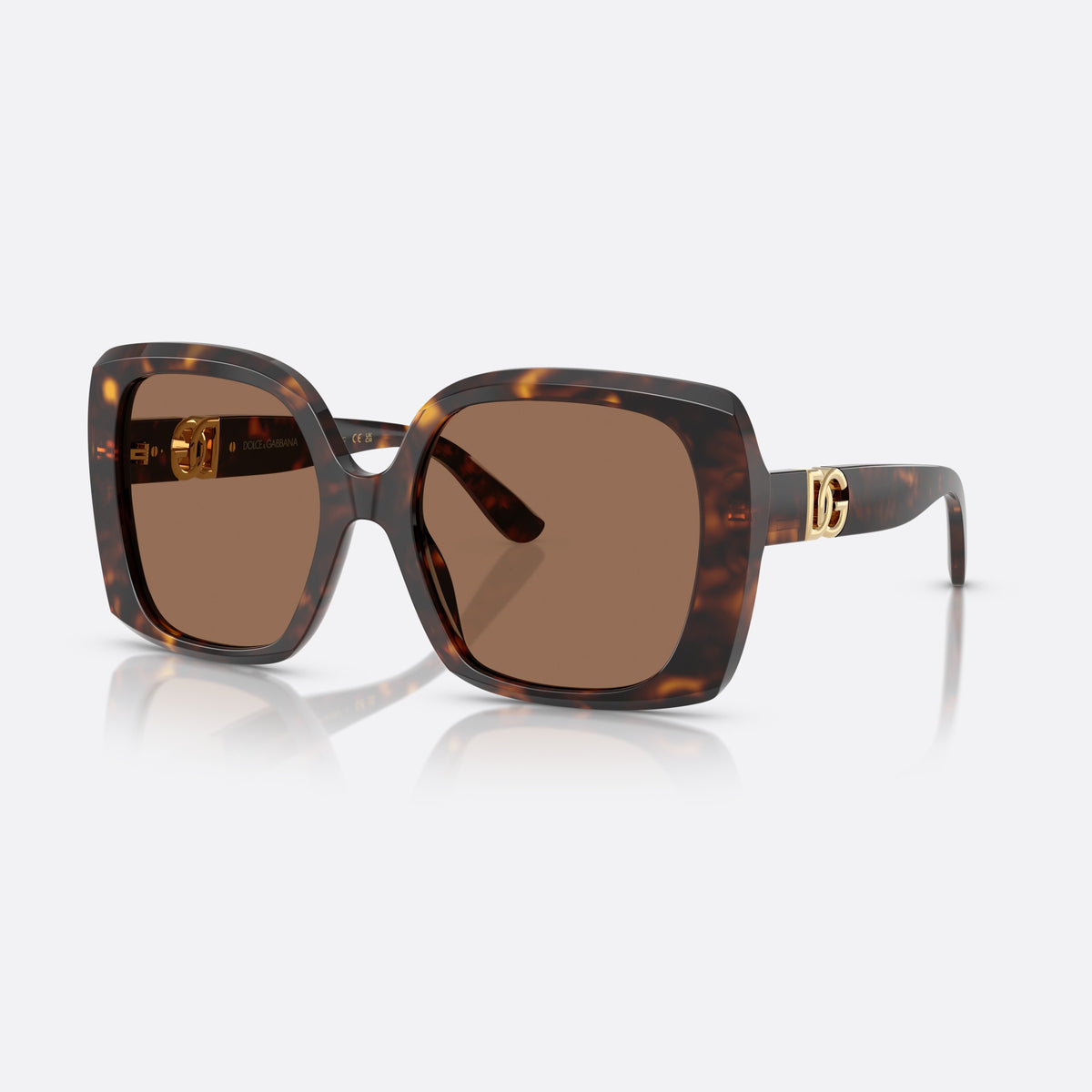 Dolce & Gabbana DG 4475 502/73 sunglasses, havana oversize frame for women, plain bridge, brand logo on temples, full-rim frame